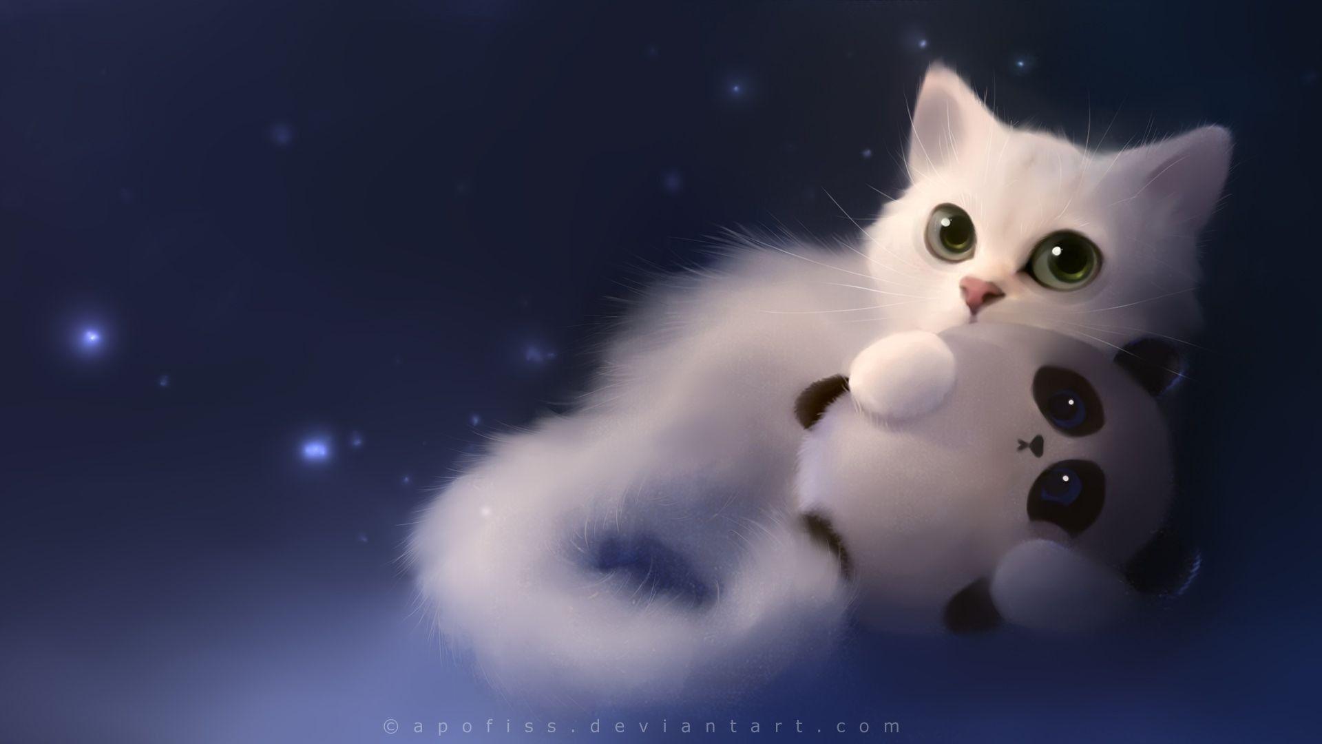 Wild Balck Cat And Moon kawaii white cat HD wallpaper  Pxfuel