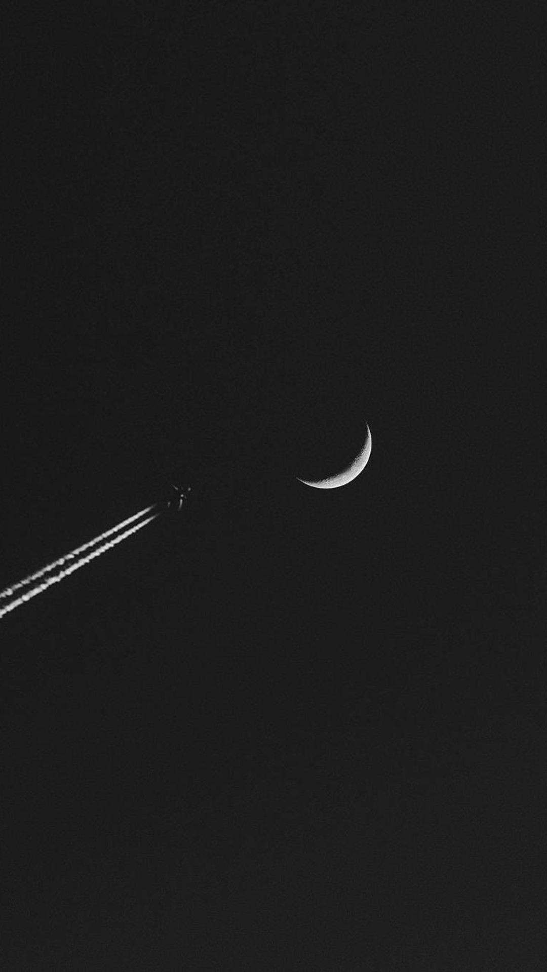 1080x1920 Airplane Moon Minimalism Wallpaper 1080x1920