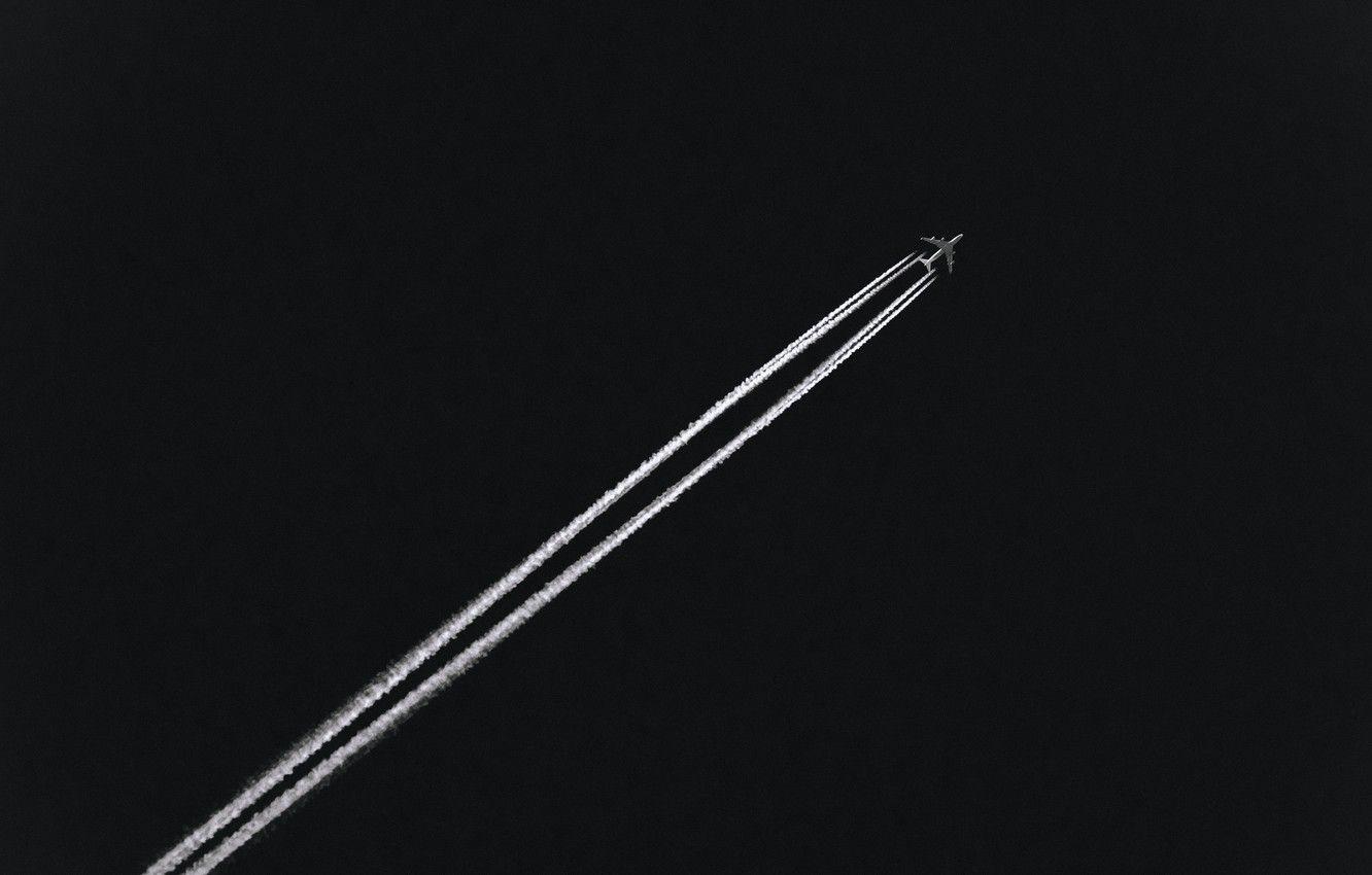 1332x850 Wallpaper The sky, Minimalism, The plane, Trail, Aviation