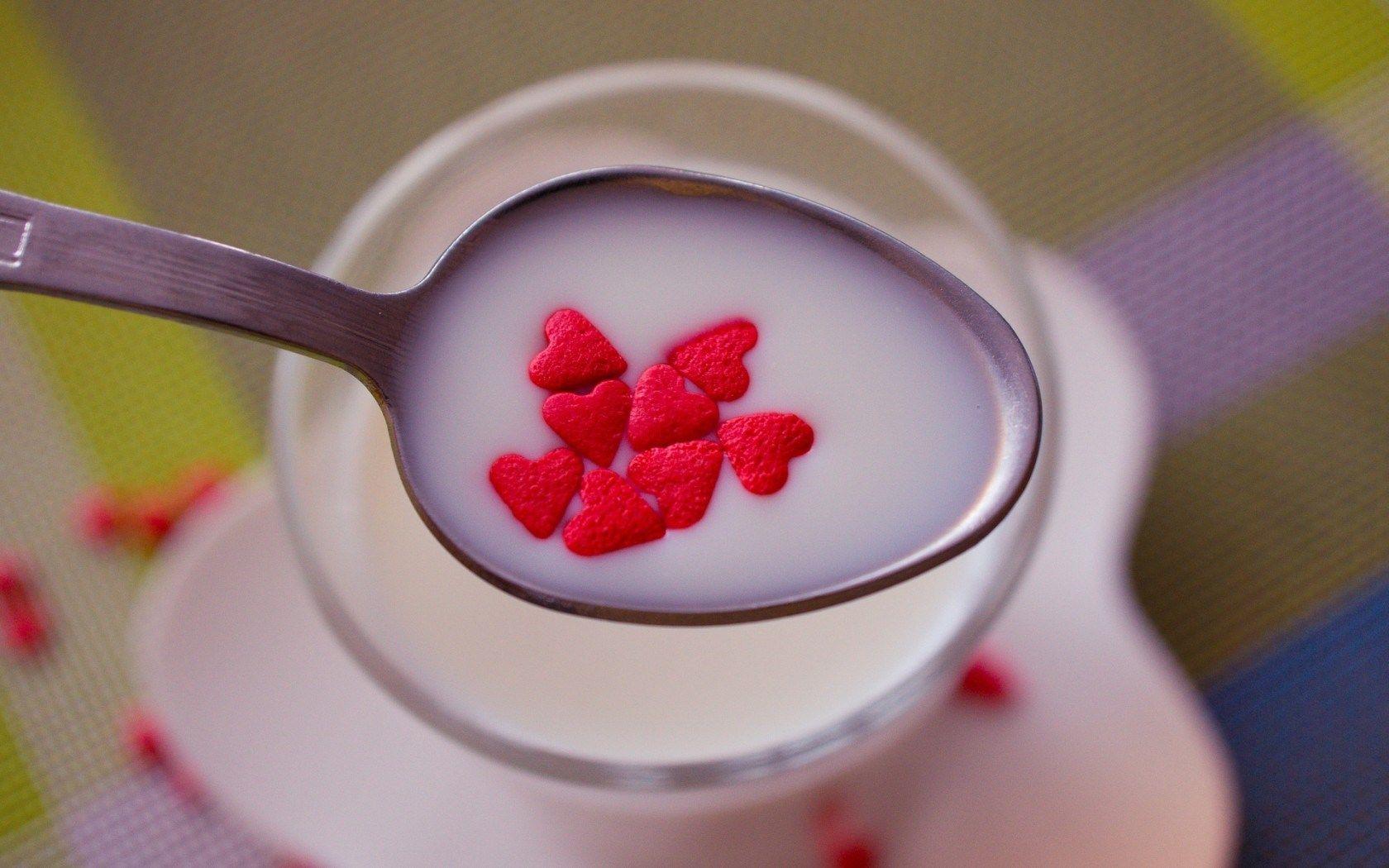1680x1050 Mood Spoon Milk Hearts Love HD Wallpaper