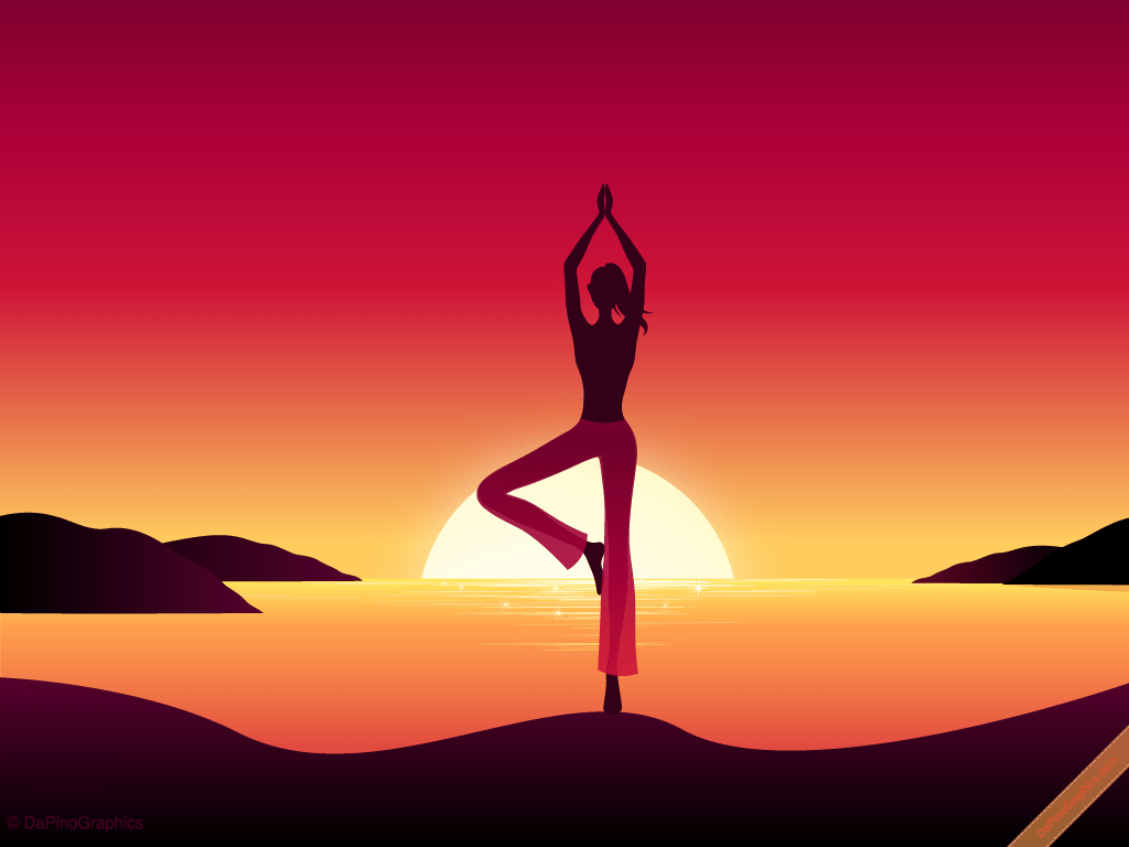 1024x768 Free download Yoga Girl by Sunset Wallpaper DaPinoGraphics