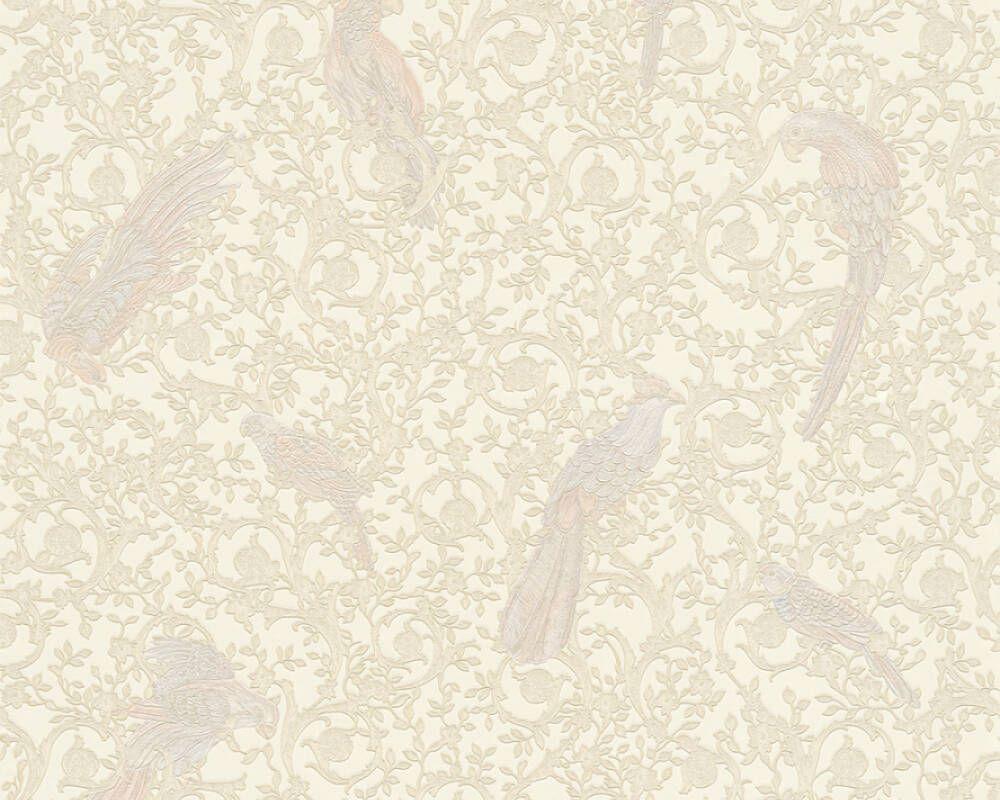 1000x800 Versace Home Wallpaper «Baroque, Flowers, Beige, Blue