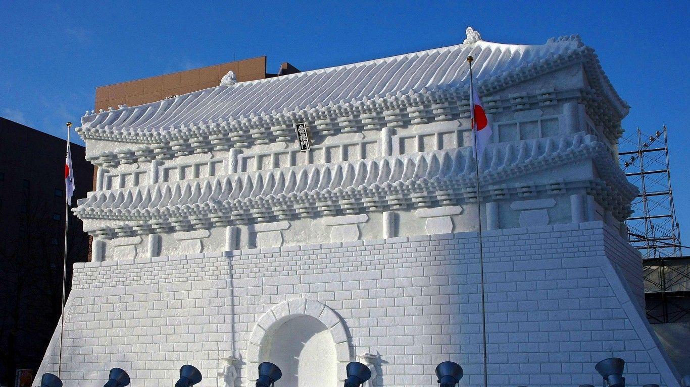 1366x768 Sapporo Snow Festival. Snow Castle Sapporo Snow Festival