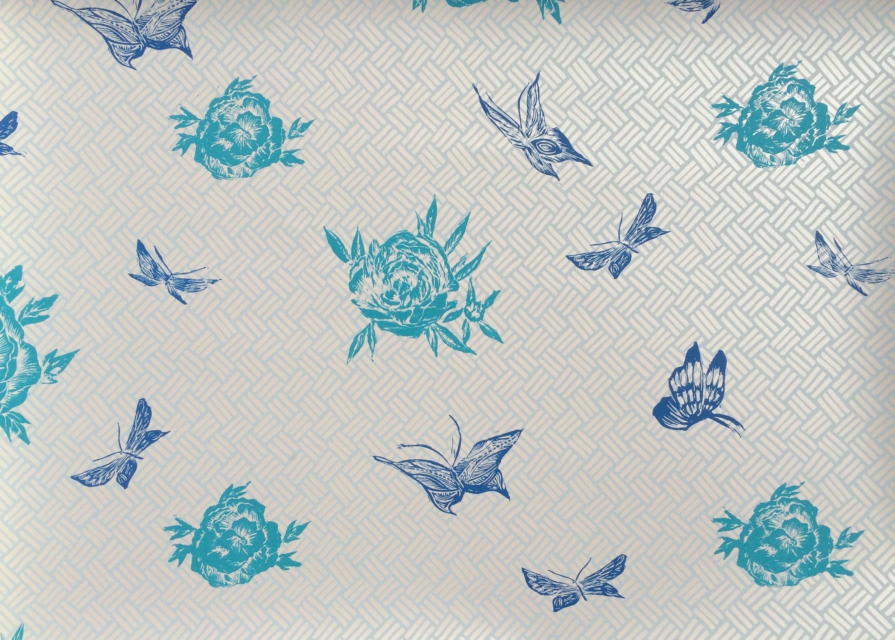 2859x2044 Flora in Sapphire Wallpaper Prints Wallpaper