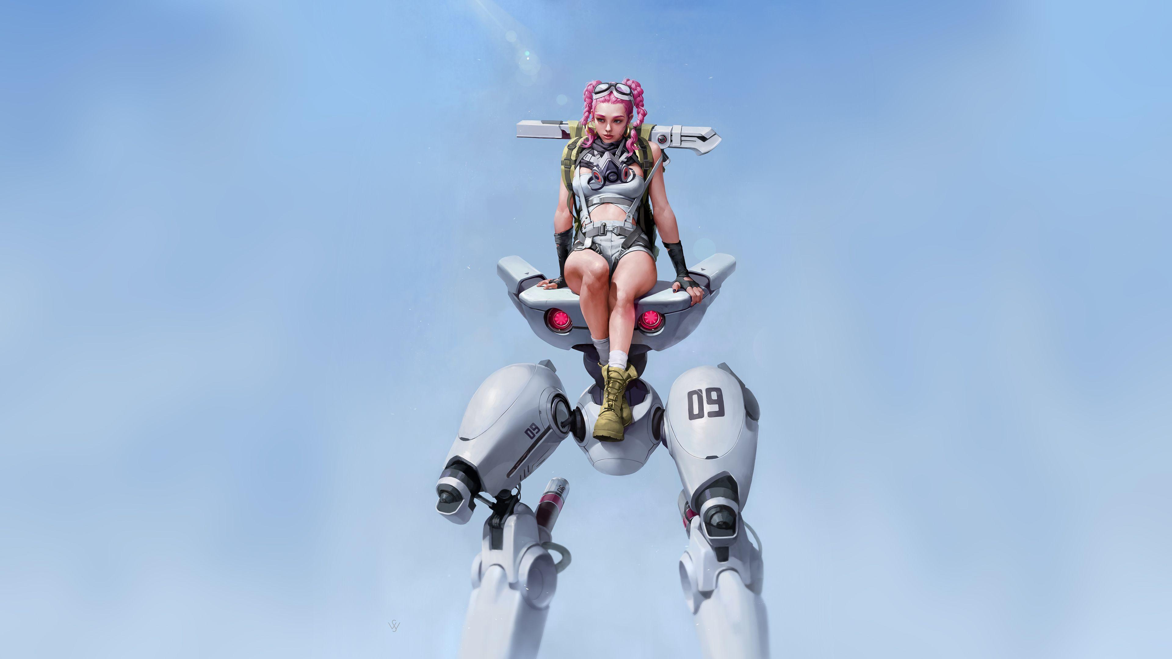 3840x2160 Wallpaper 4k Braided Pink Hair Cyberpunk Robot Girl 4k Wallpaper
