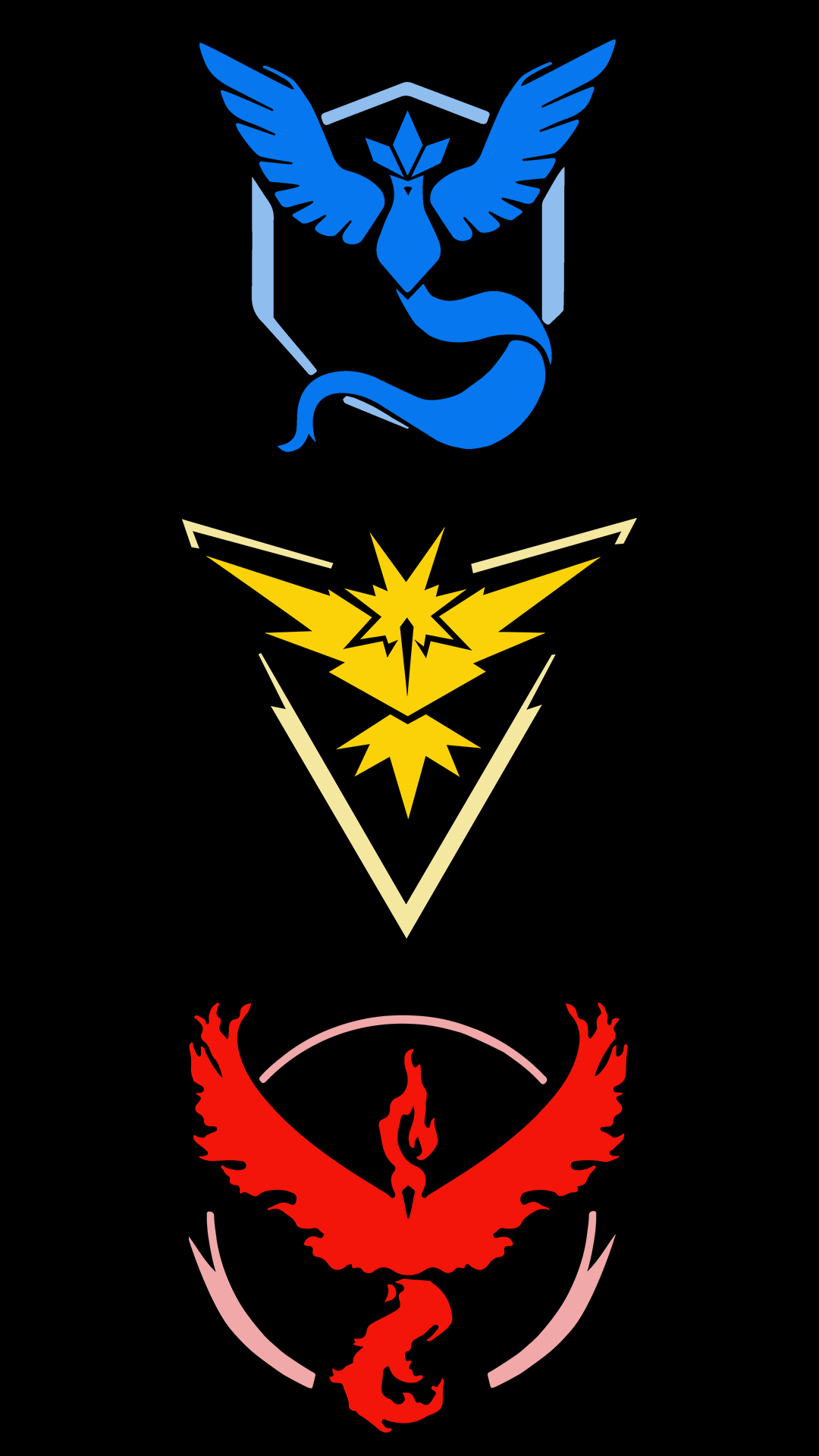 1080x1920 Pokemon Go, #Zapdos, #Articuno, #Moltres, #phone, #Team