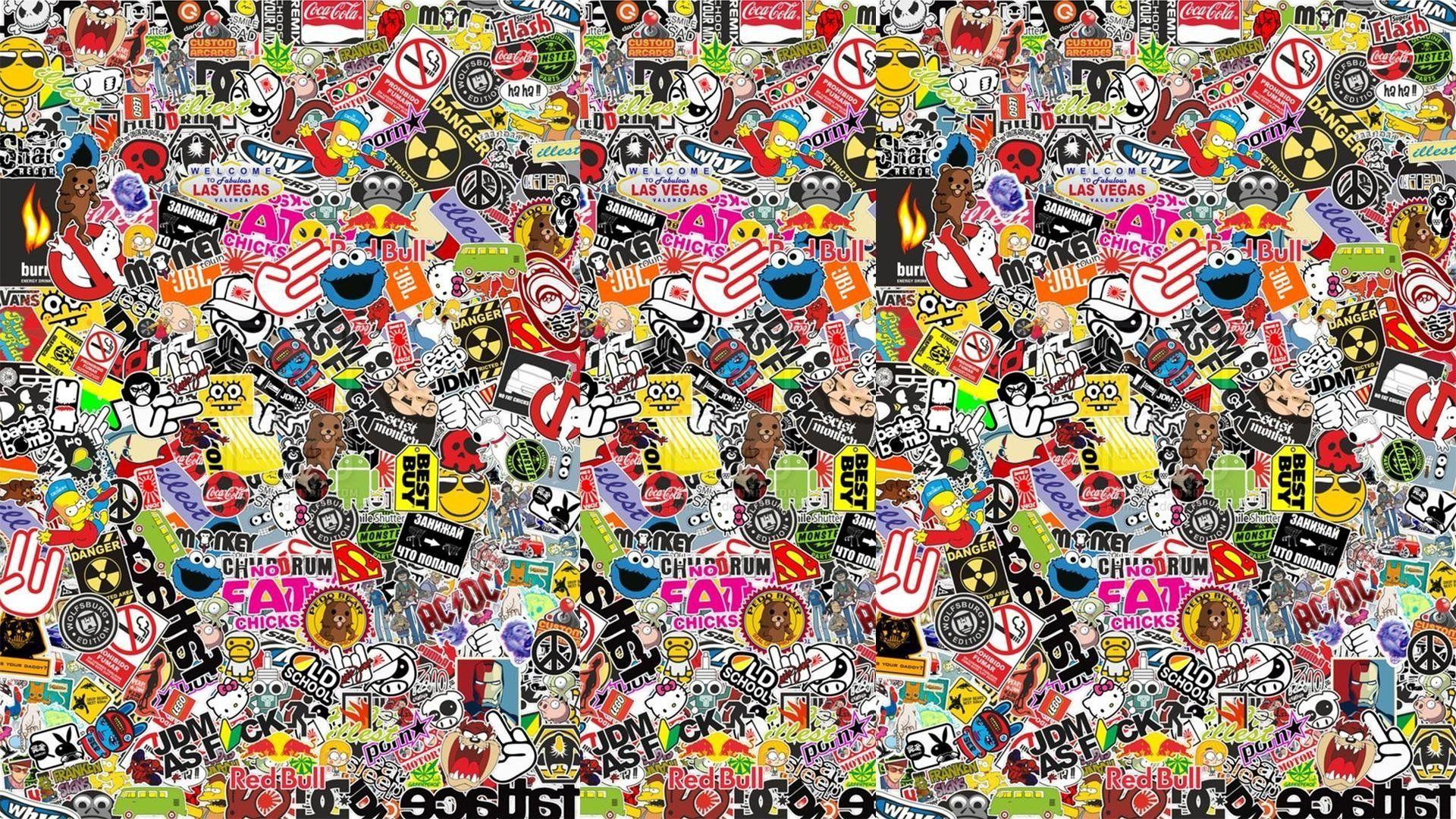 Sticker Bomb Wallpaper Background Editorial Stock Photo  Image of retro  texture 133446443