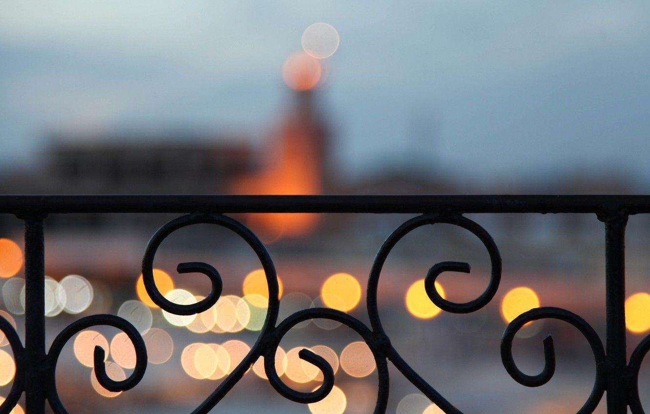 1332x850 Wallpaper the city, lights, the evening, fence, balcony