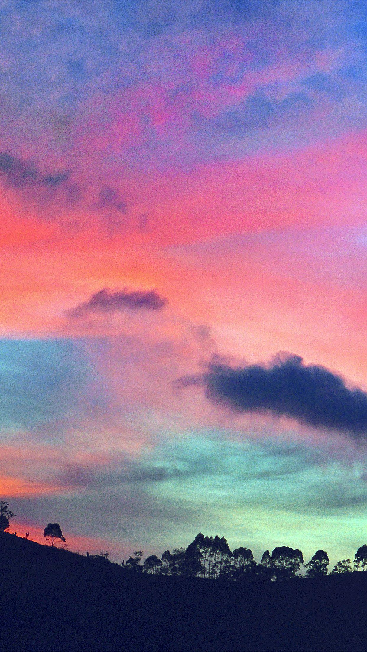 1242x2208 iPhone X wallpaper. sky rainbow cloud sunset nature blue pink