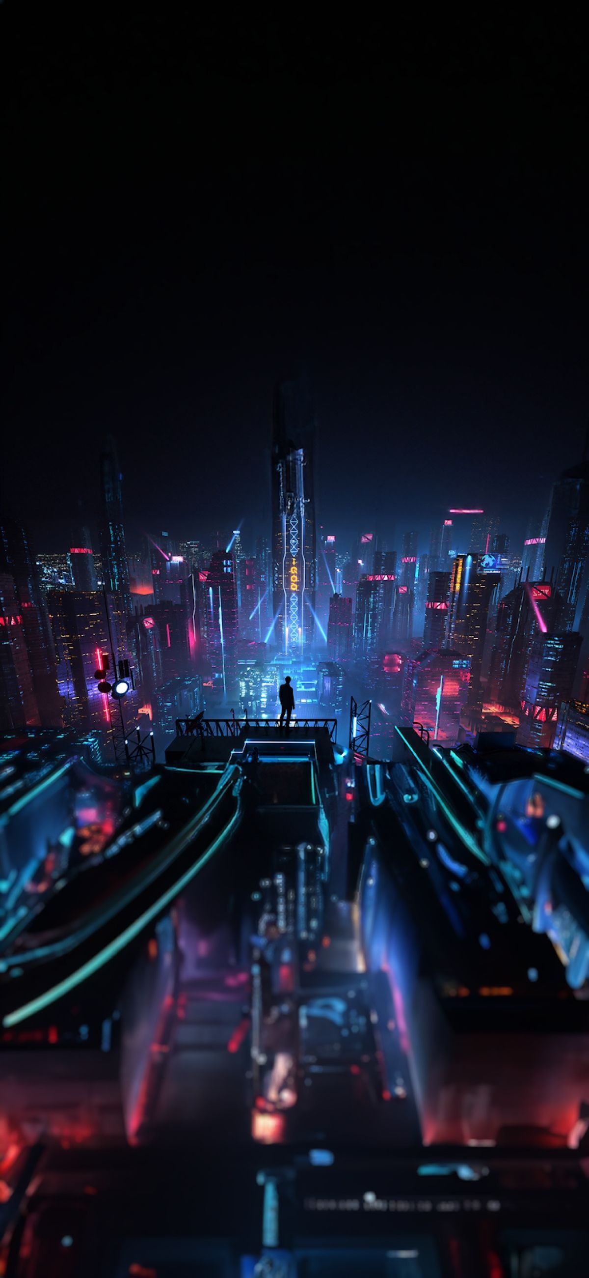 1200x2601 Neon Cityscape