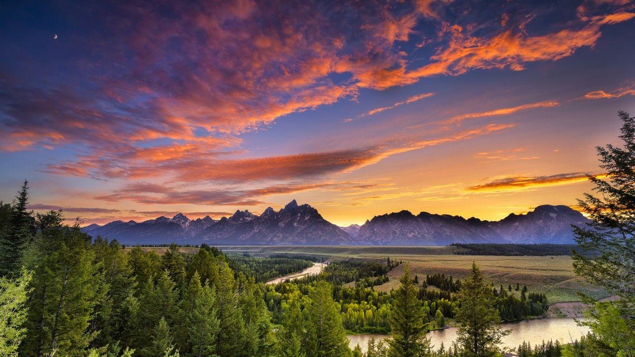 1280x720 Wallpaper Grand Teton National Park, 4K, Nature