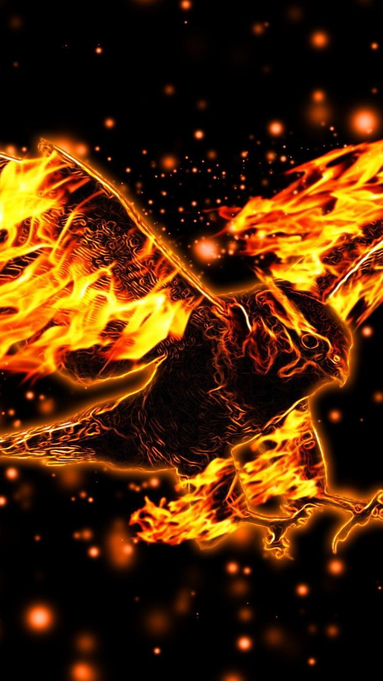 750x1334 Eagle fire wallpaper
