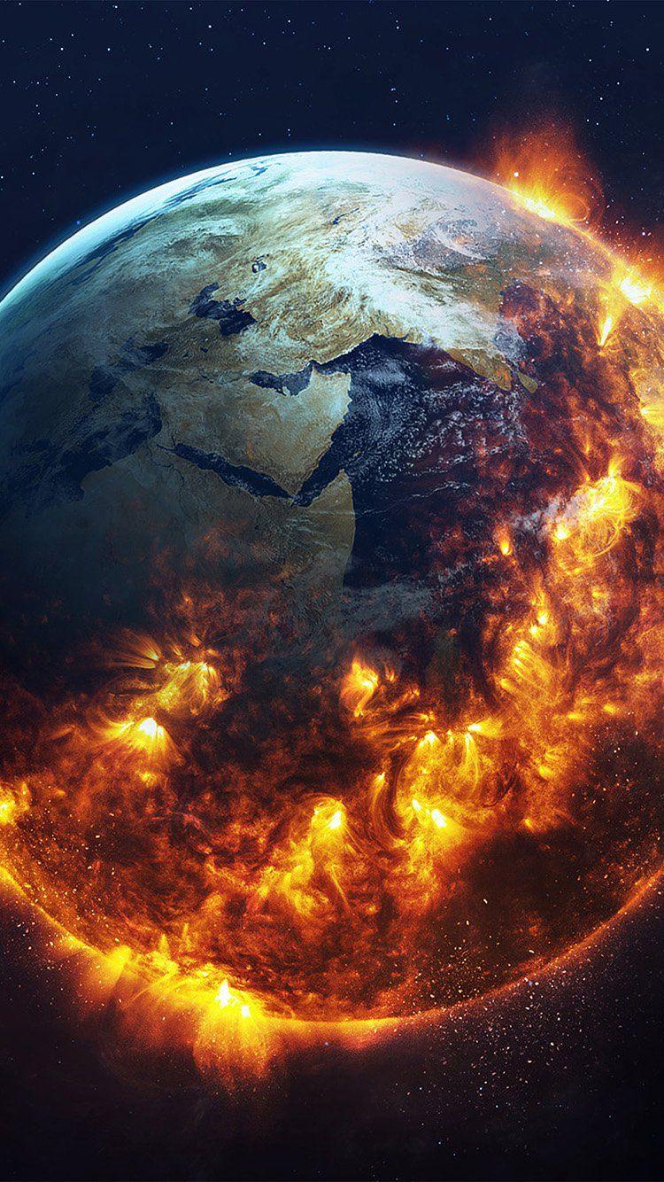 750x1334 iPhone wallpaper. earth space fire art