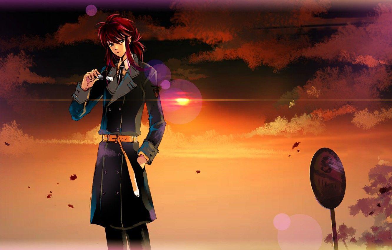 1332x850 Wallpaper sunset, guy, Kurama, Yu Yu No Where image