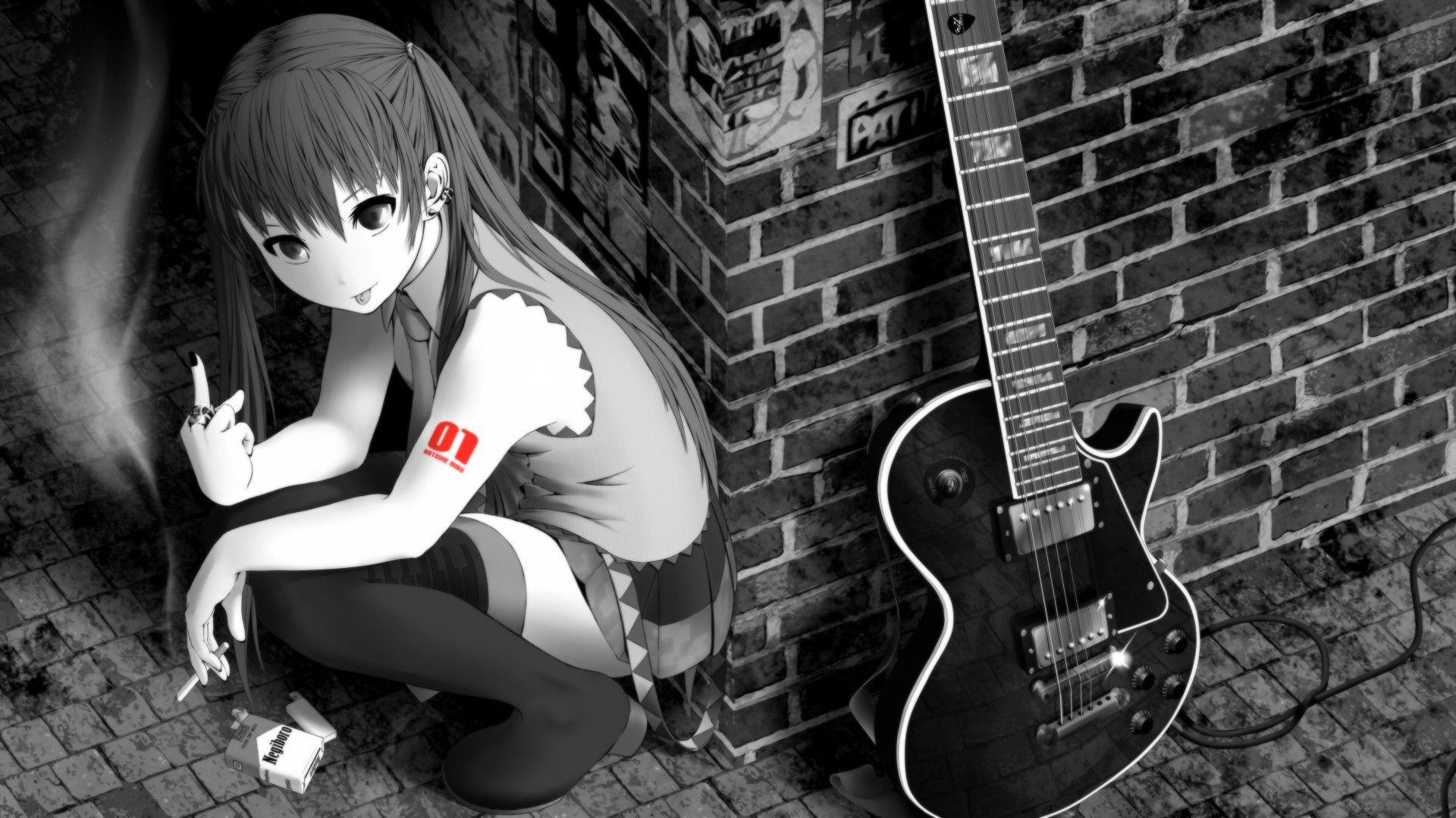 1920x1080 tattoos, Smoking, Black, And, White, Vocaloid, Hatsune, Miku