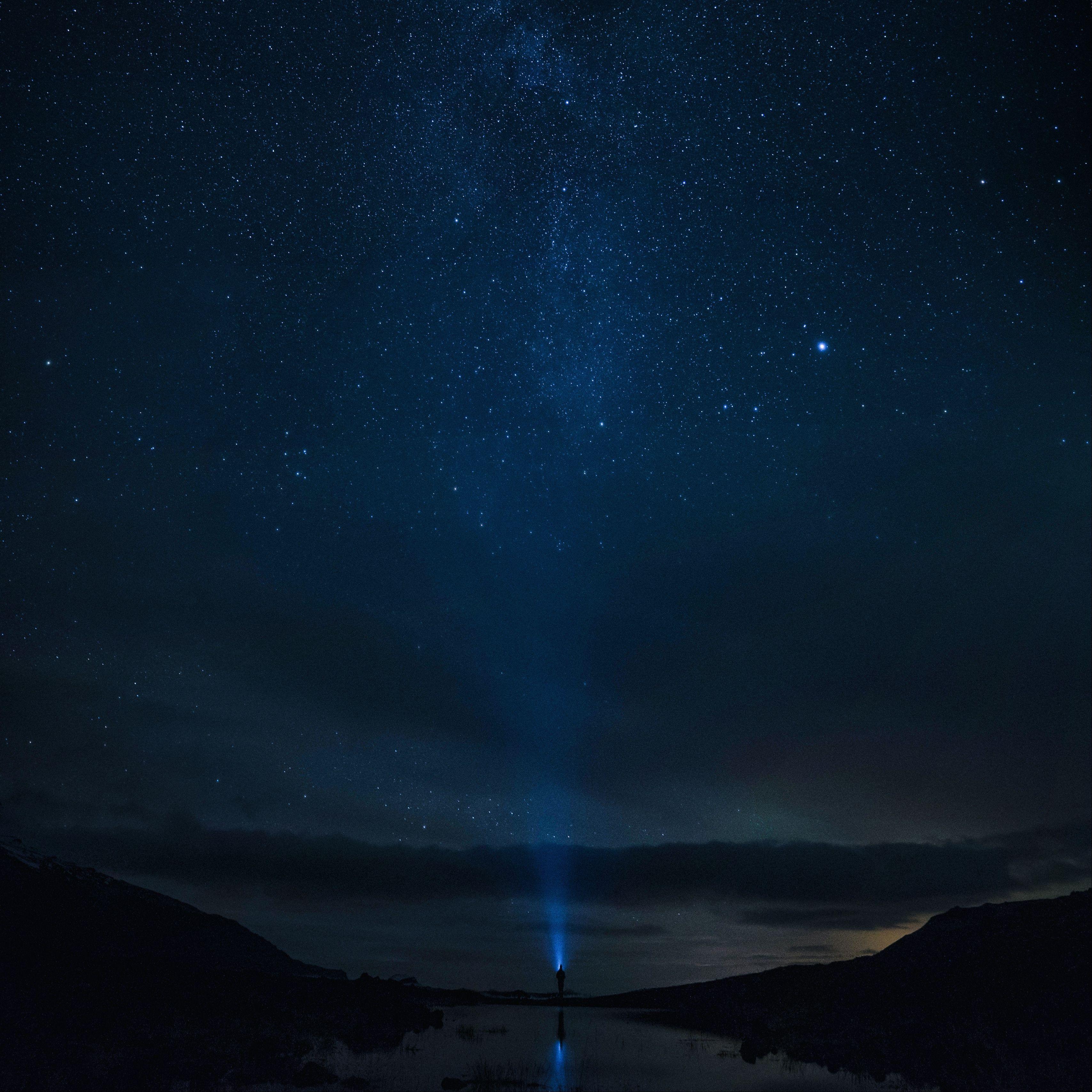 3415x3415 Download wallpaper 3415x3415 starry sky, night, silhouette