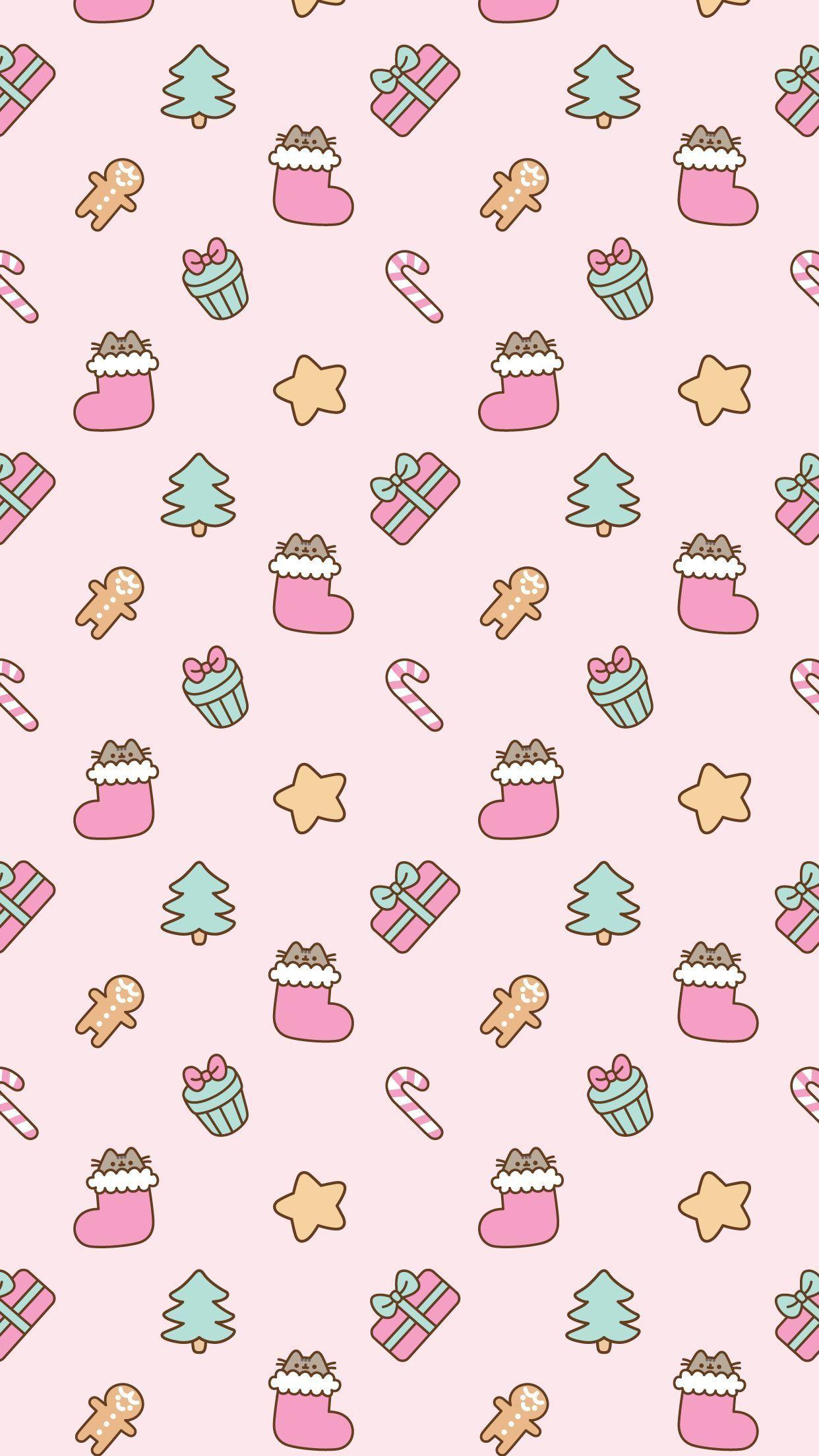 1242x2208 Free Christmas Pusheen Android and iPhone® Wallpaper - #ClairesBlog. Wallpaper iphone christmas, Cute christmas wallpaper, Christmas phone wallpaper