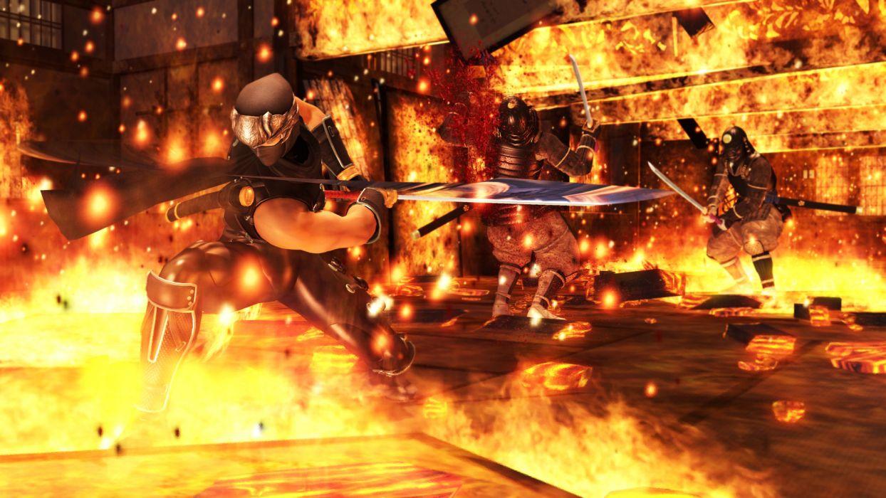 1244x700 NINJA GAIDEN fantasy anime warrior weapon sword battle fire