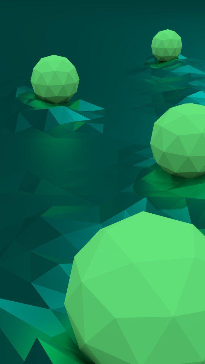 670x1191 HD Low Poly Phone Wallpaper (green shiny version)
