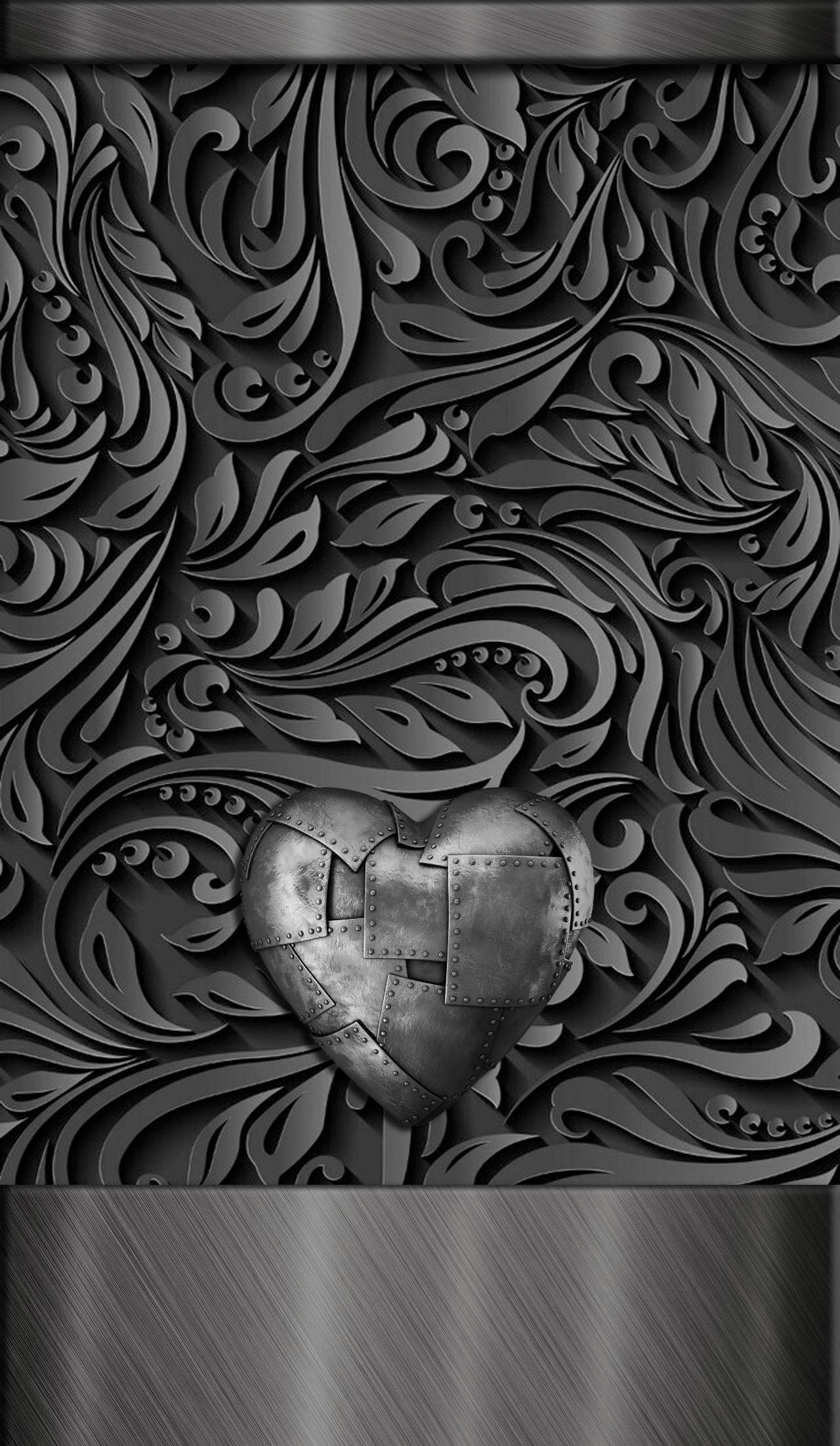 1280x2203 Metal Deco Heart iPhone Home Screen. Cellphone