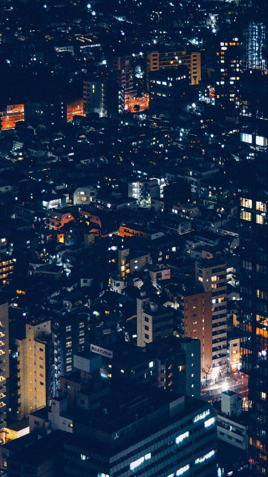 938x1668 Wallpaper Minato, Japan, Night City, Buildings, City