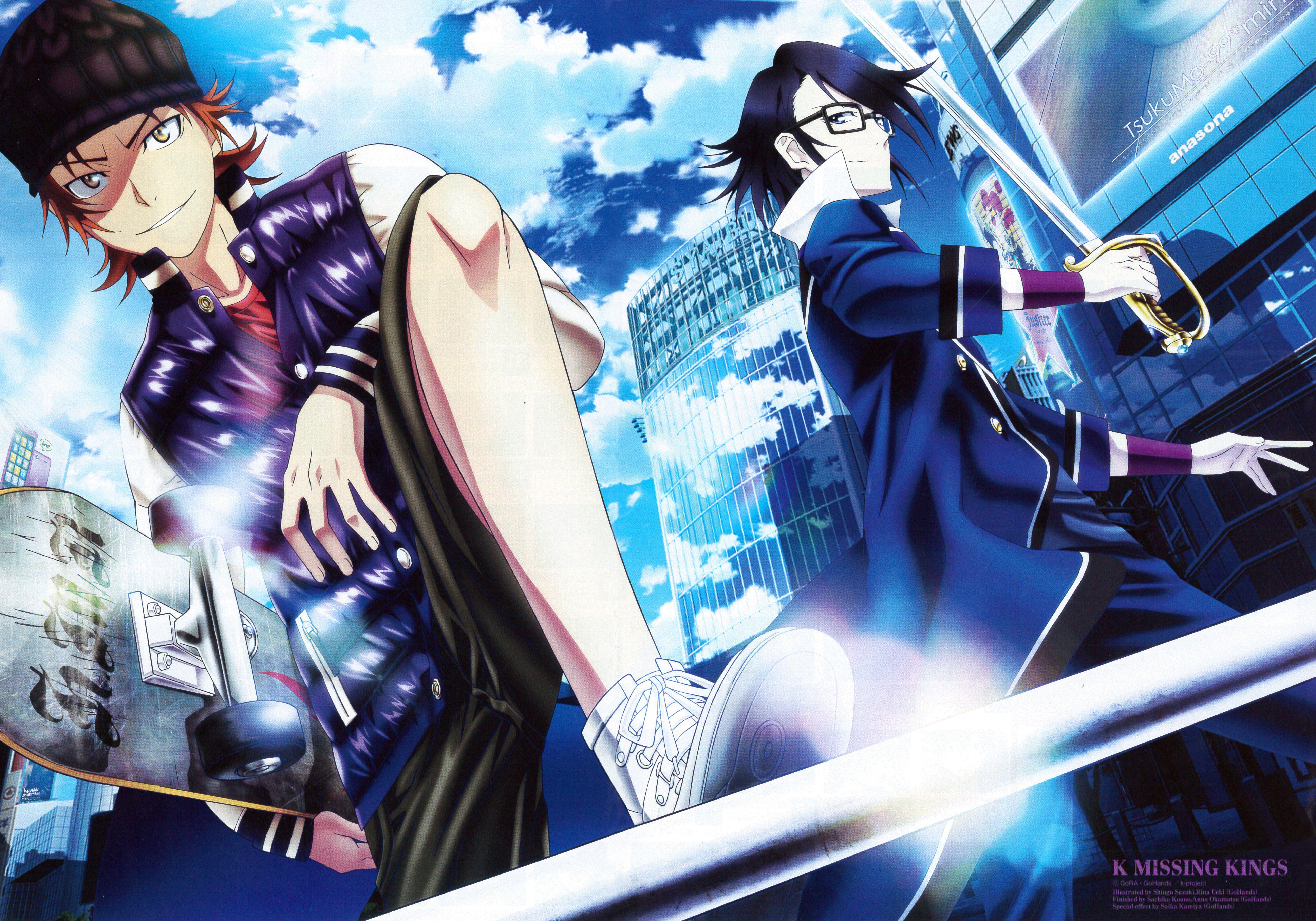 6510x4556 k, Project, Fushimi, Saruhiko, Yata, Misaki, Skateboard, K