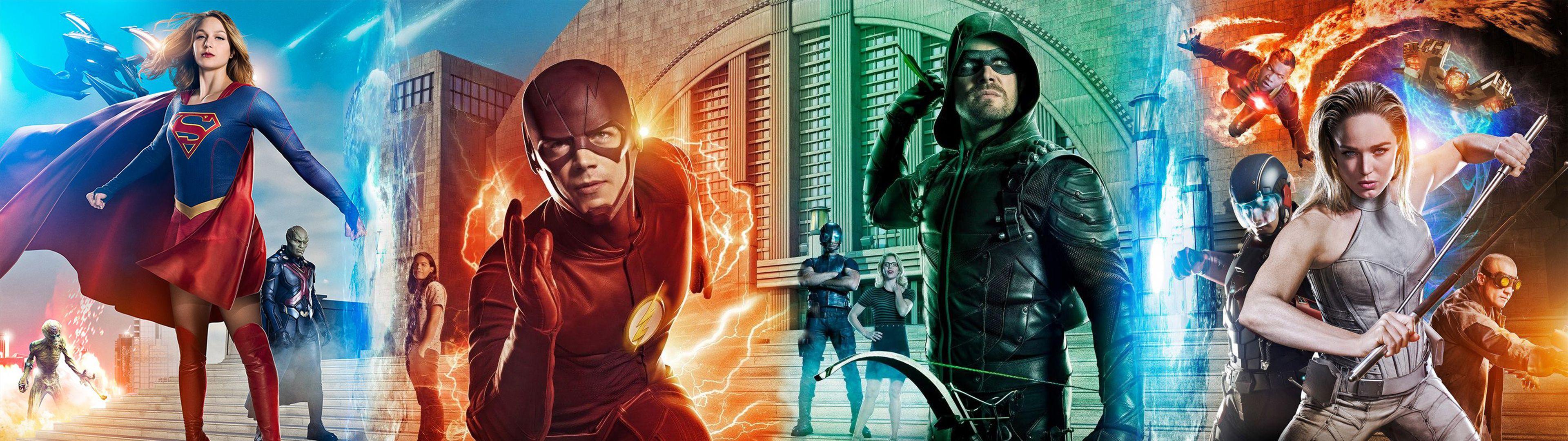 3840x1080 #Arrow, #Flash, #DC Universe, #Supergirl, #White Canary