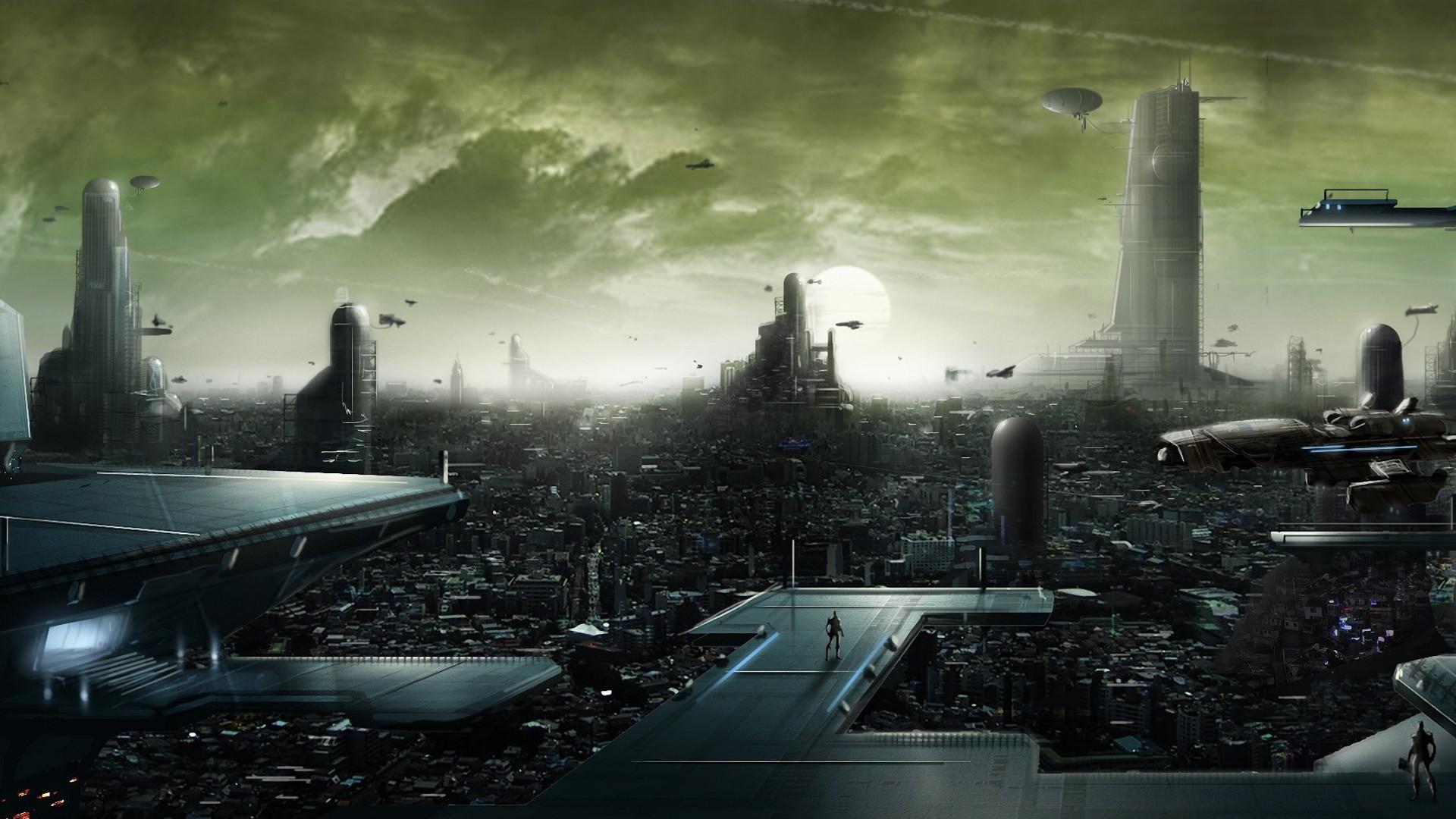 1920x1080 Cityscapes futuristic digital art science fiction city wallpaper