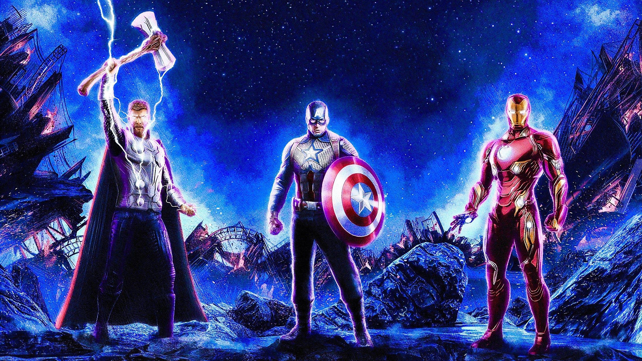 2560x1440 Avengers: Endgame Thor Captain America Iron Man 4K Wallpaper