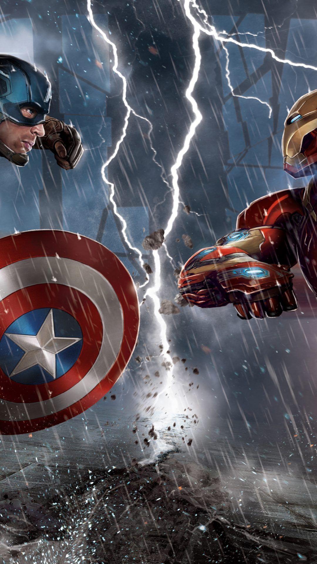 1080x1920 Iron Man Vs Captain America Wallpaper