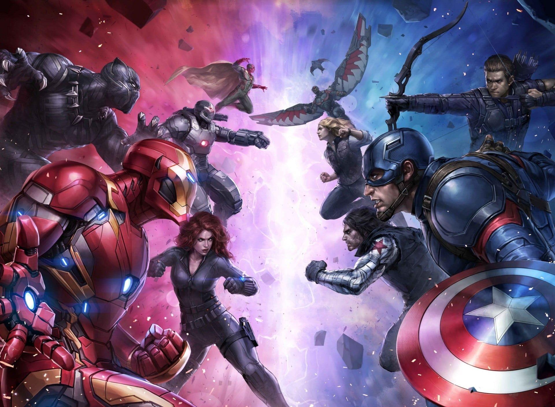 1920x1407 Marvel heroes illustration, Captain America, Iron Man