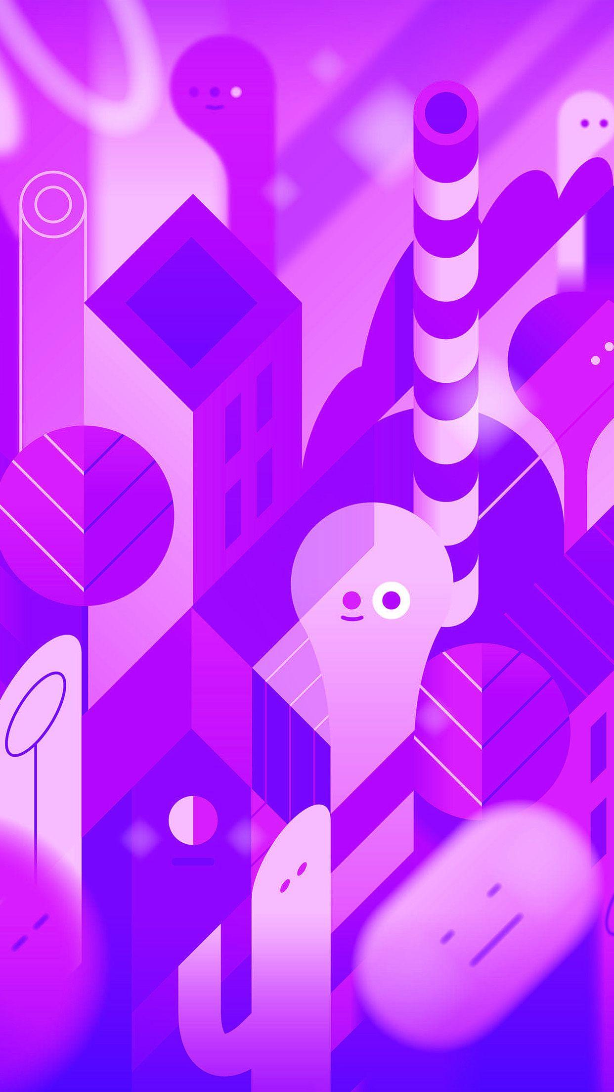 1242x2208 I Love Papers. android lollipop lg purple cute illust pattern