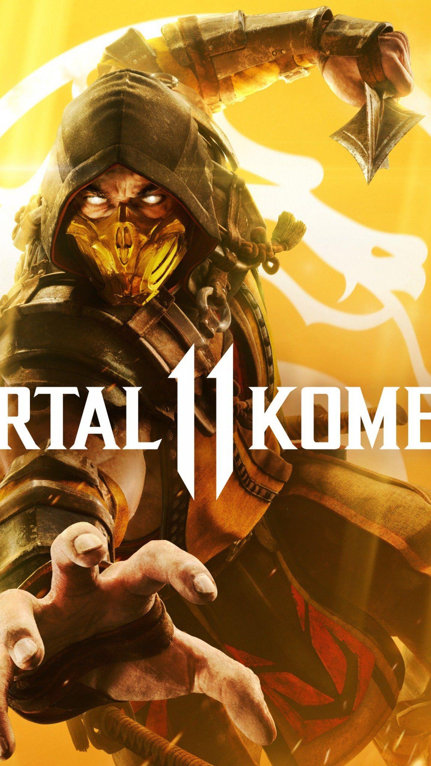 1440x2560 Wallpaper Mortal Kombat Scorpion, Cover art, 4K