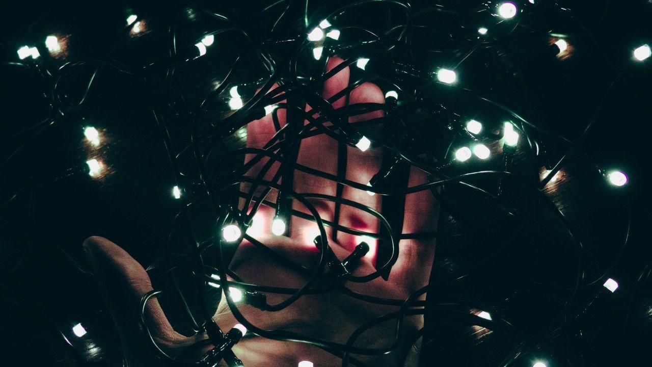 1280x720 garland, hand, light, dark wallpaper. garland, hand, light