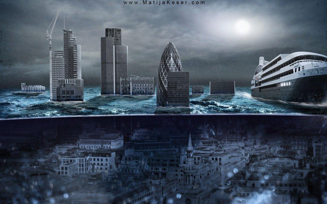 1280x800 Matija Keser, London Underwater, Post Apocalyptic Wallpaper
