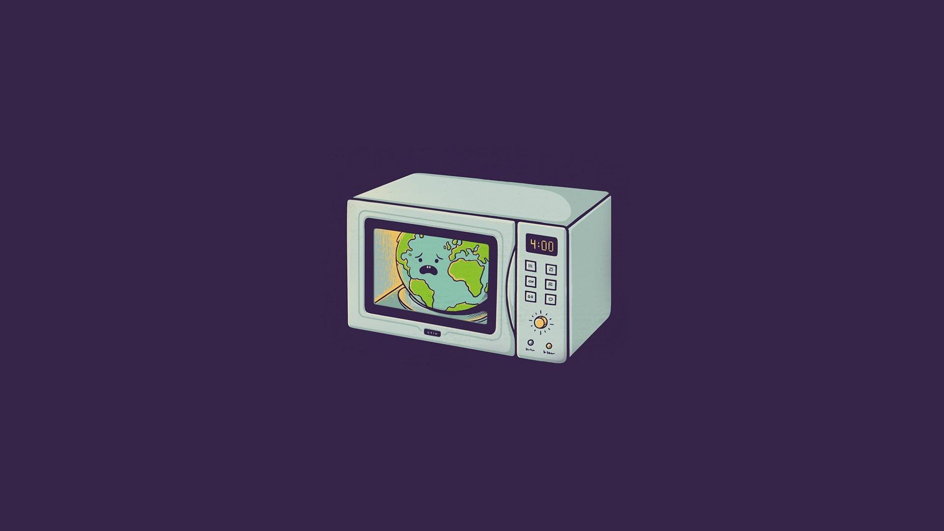 1920x1080 White microwave oven illustration, minimalism, global warming HD wallpaper