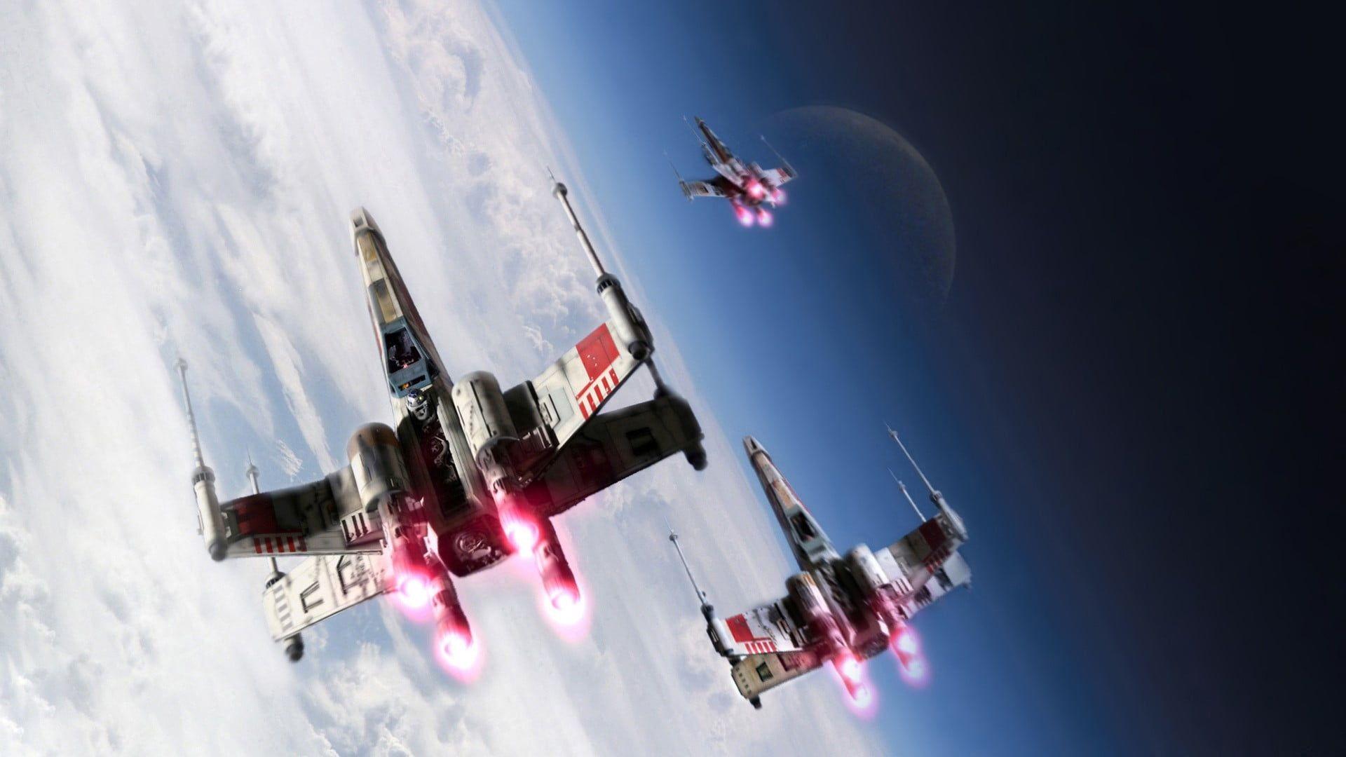 1920x1080 Two Red And White Spaceships, X Wing, Star Wars, Rebel