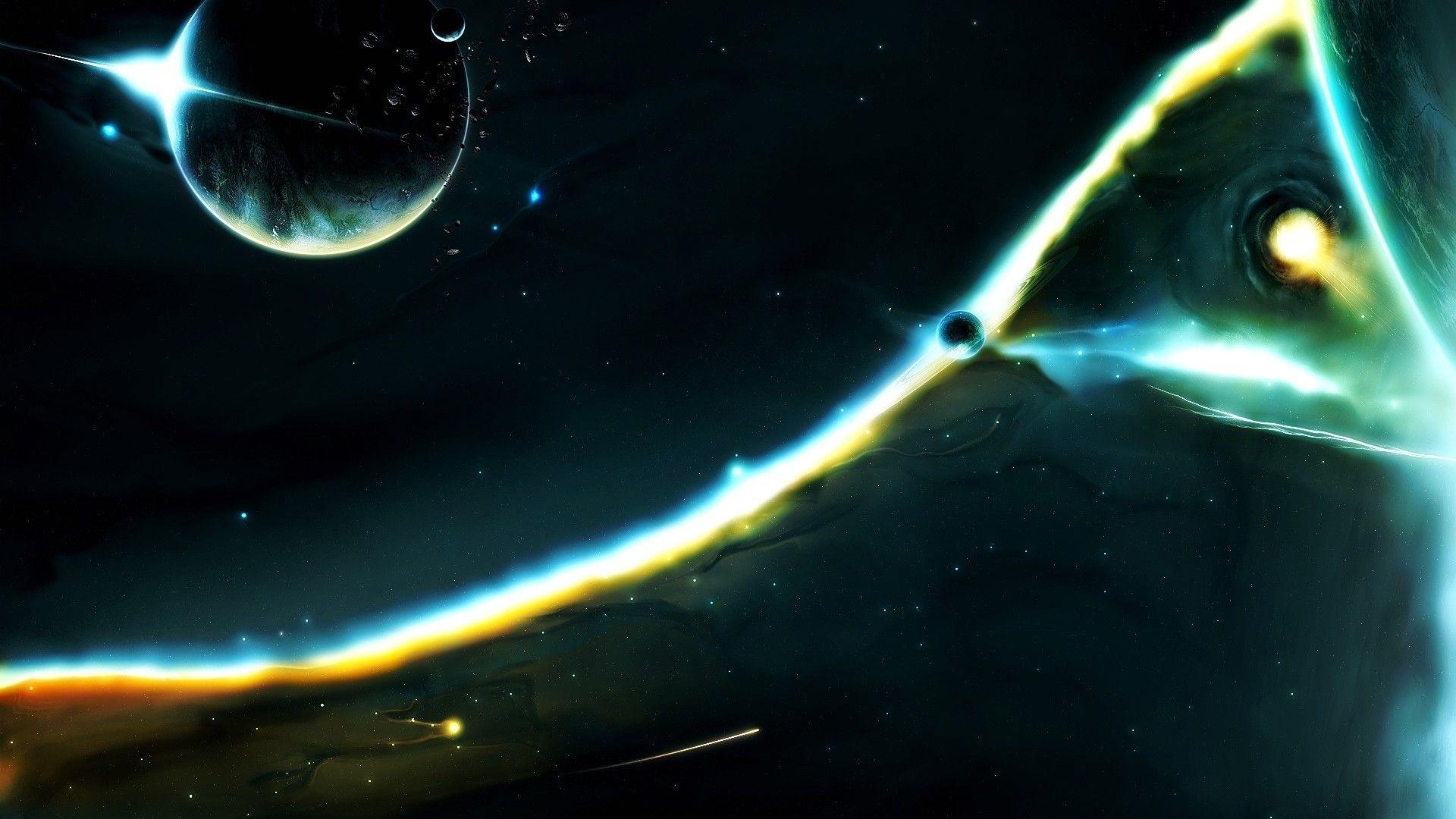 1920x1080 abstract, outer space, stars, galaxies, planets, comet