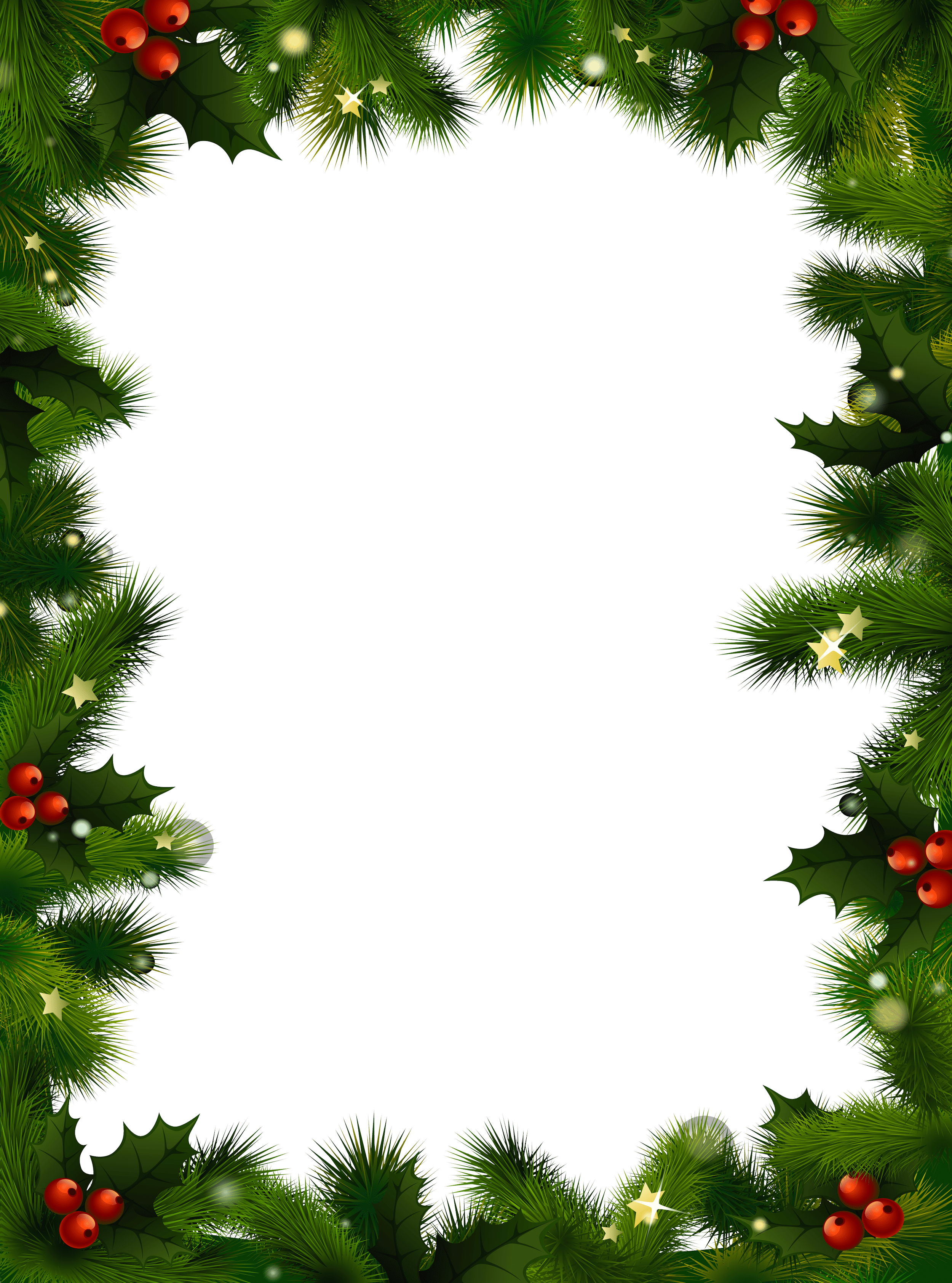 2500x3366 Transparent Christmas Photo Frame with Pine and Mistletoe