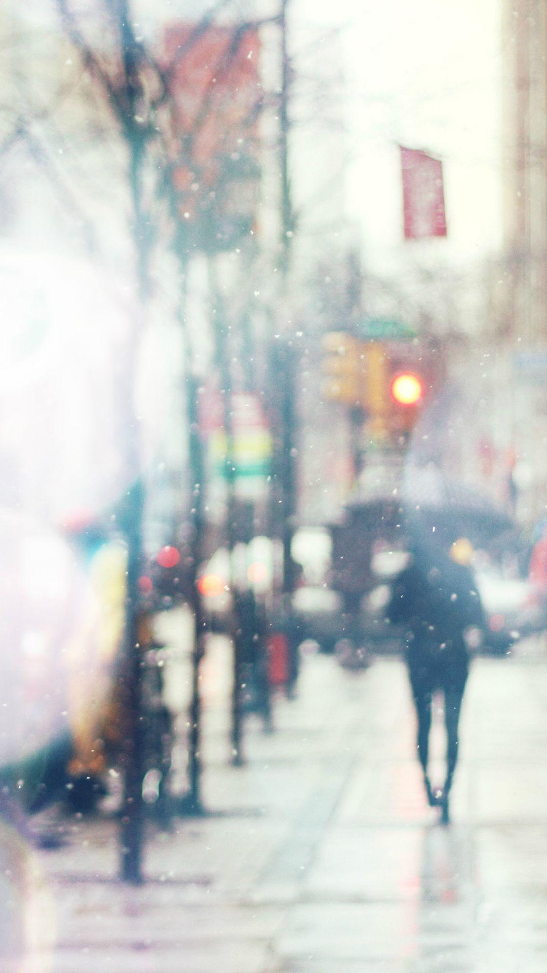 1080x1920 Snow Street Bokeh Flare Winter Walk City Day Nature iPhone 6