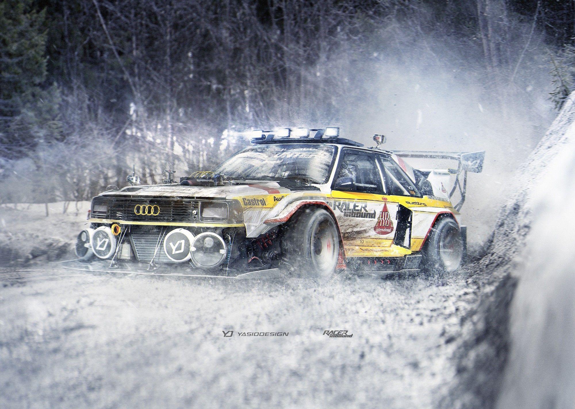 2000x1423 car yasiddesign render artwork audi quattro rally rally cars