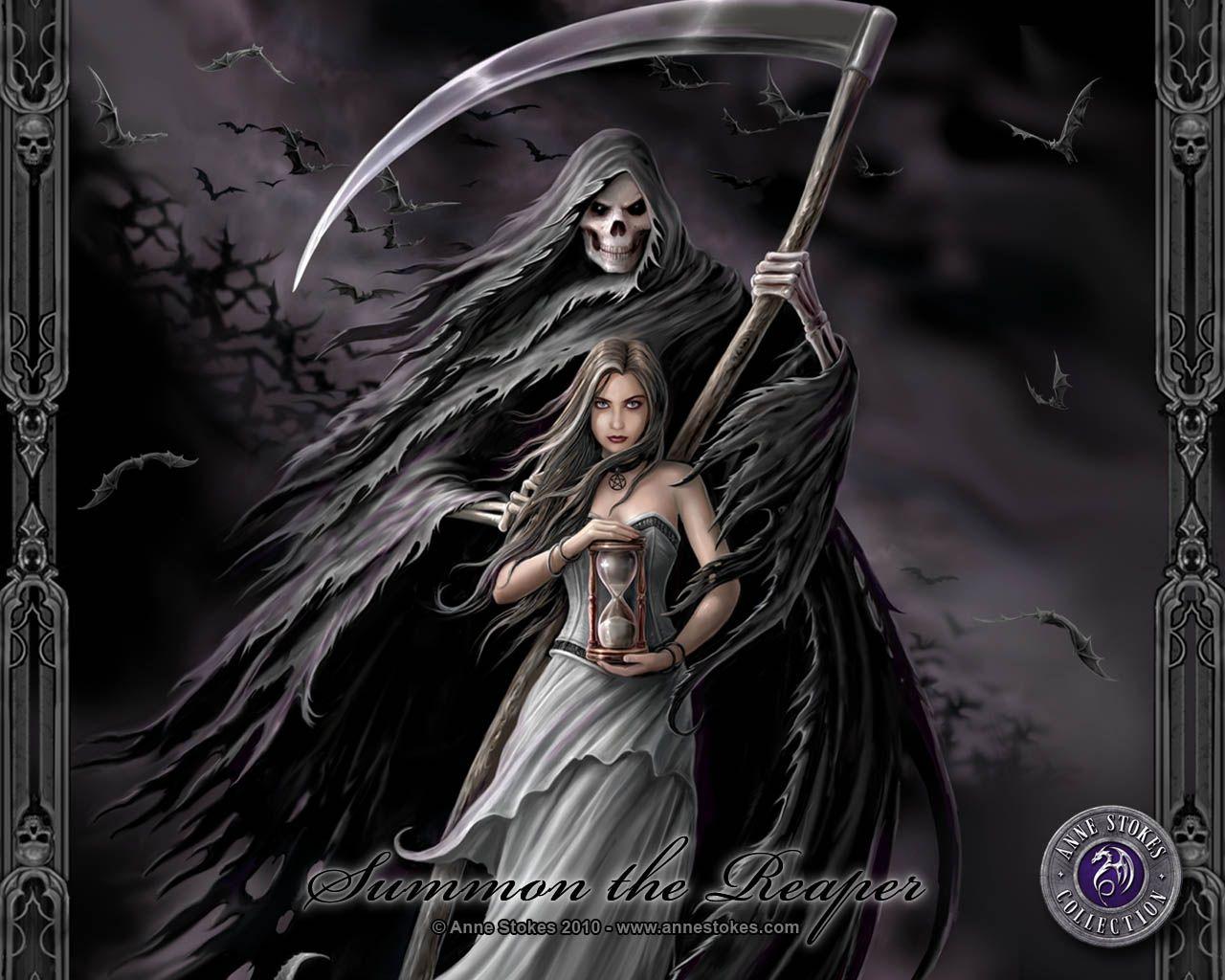 1280x1024 Desktop Wallpaper Scythe Anne Stokes Gothic Fantasy Death