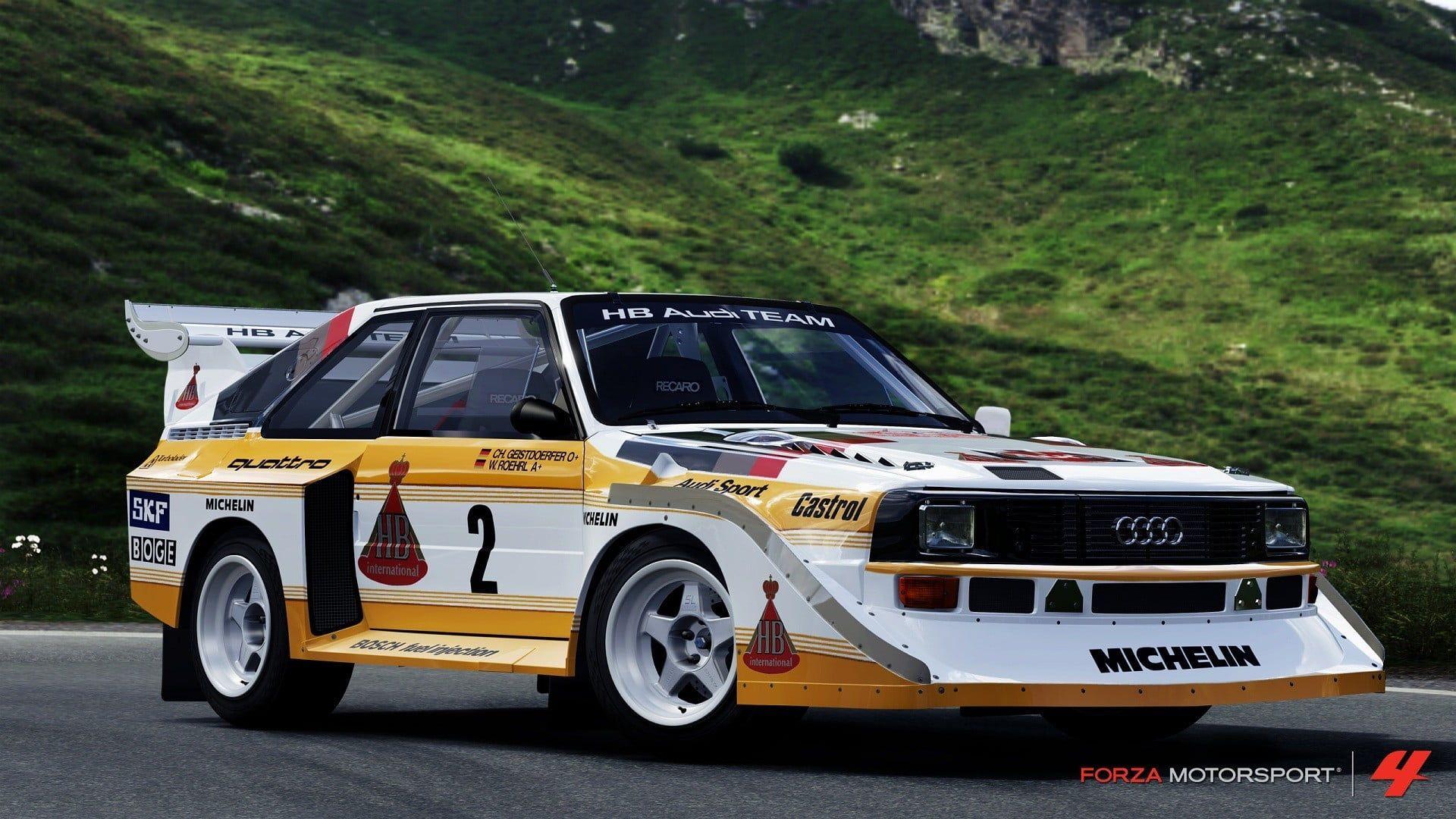 1920x1080 White and yellow Audi rally car, Audi, audi quattro, car