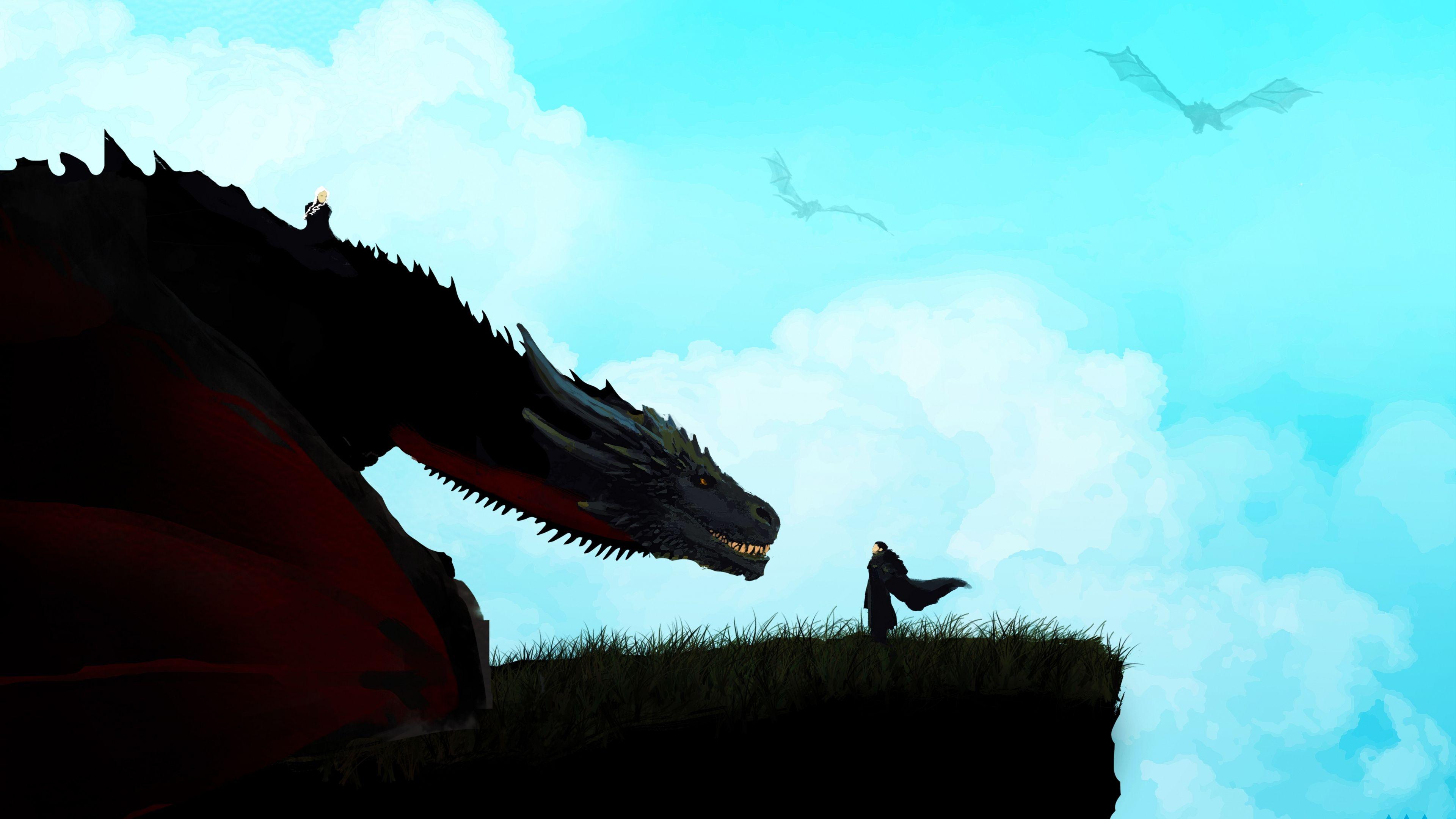 3840x2160 Download 3840x2160 wallpaper jon snow and dragon, game
