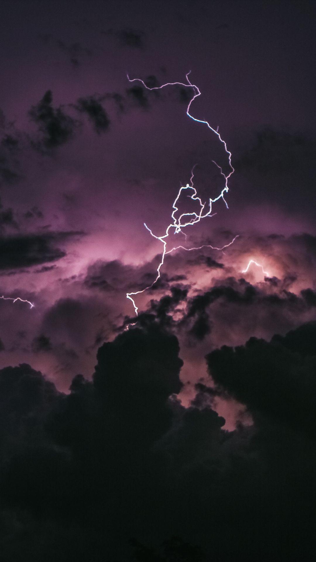 1080x1920 Purple Lightning iPhone Wallpaper