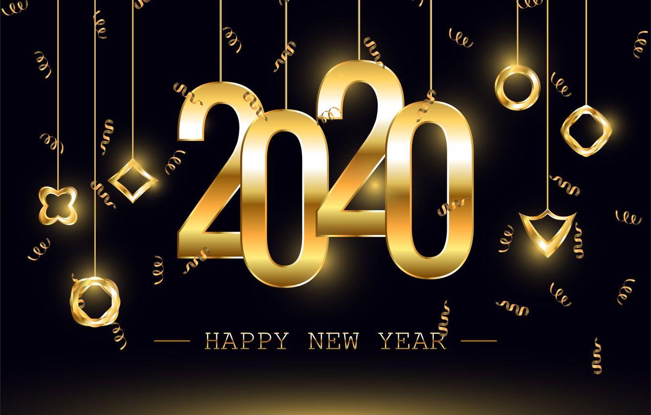 1332x850 Wallpaper New year, golden, black background, black