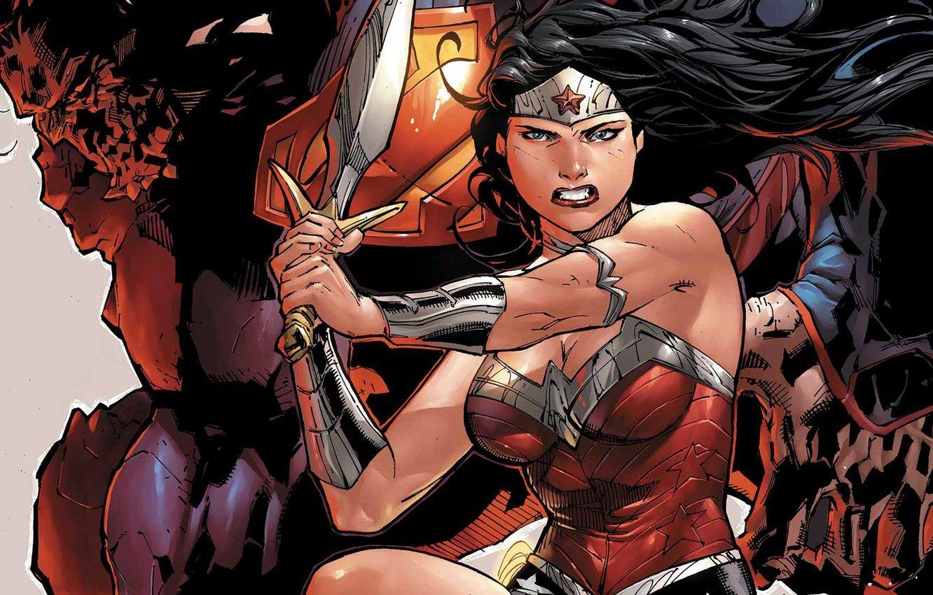 1332x850 Wallpaper Hair, Sword, Costume, Hero, Superman, Comic, Brunette, Wonder Woman, Superhero, Hero, Brunette, Superman, Clark Kent, DC Comics, Clark Kent, Infected image for desktop, section прочее