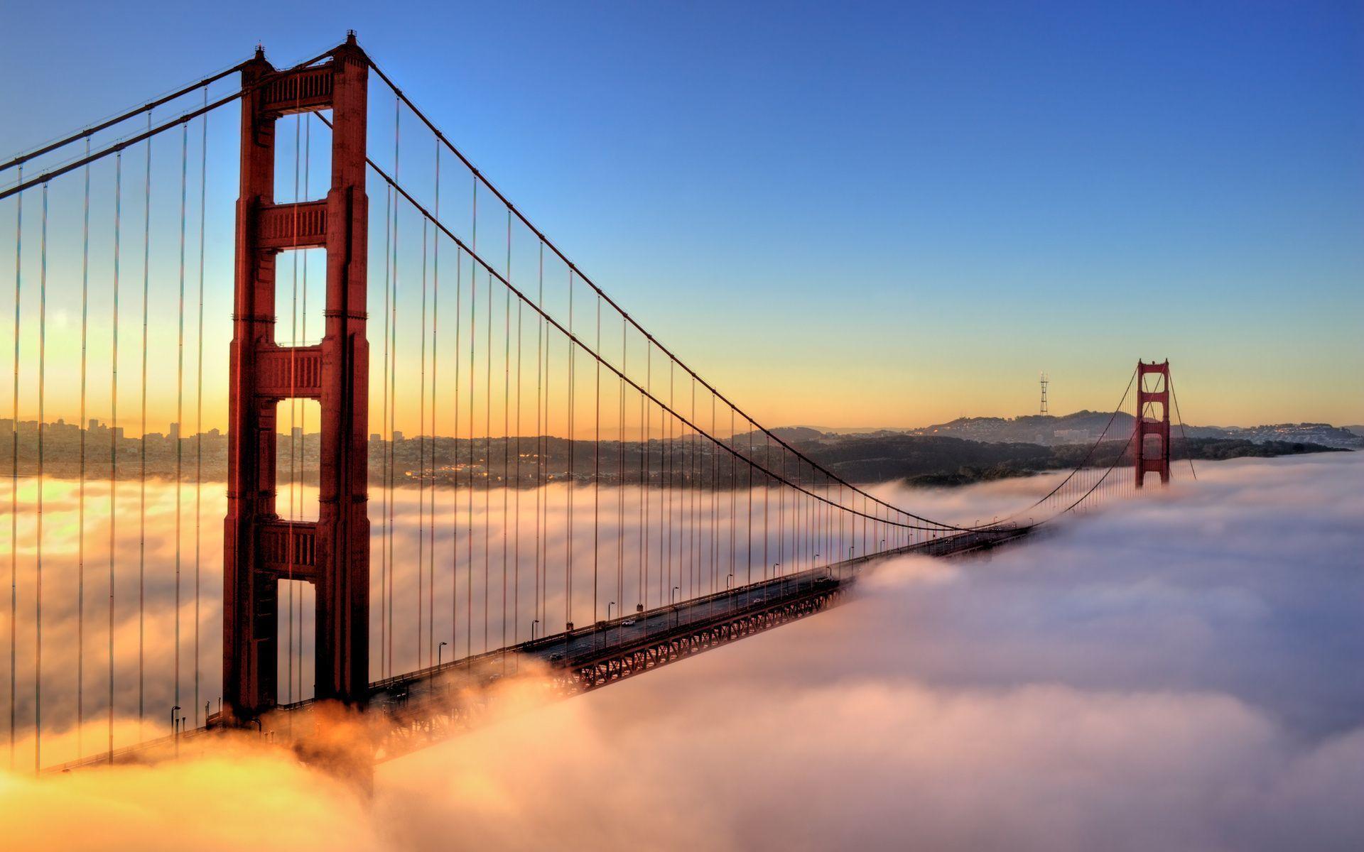 Photo Wallpaper Golden Gate Bridge - sunset, San Francisco - San Francisco  - Cities - Wall Murals