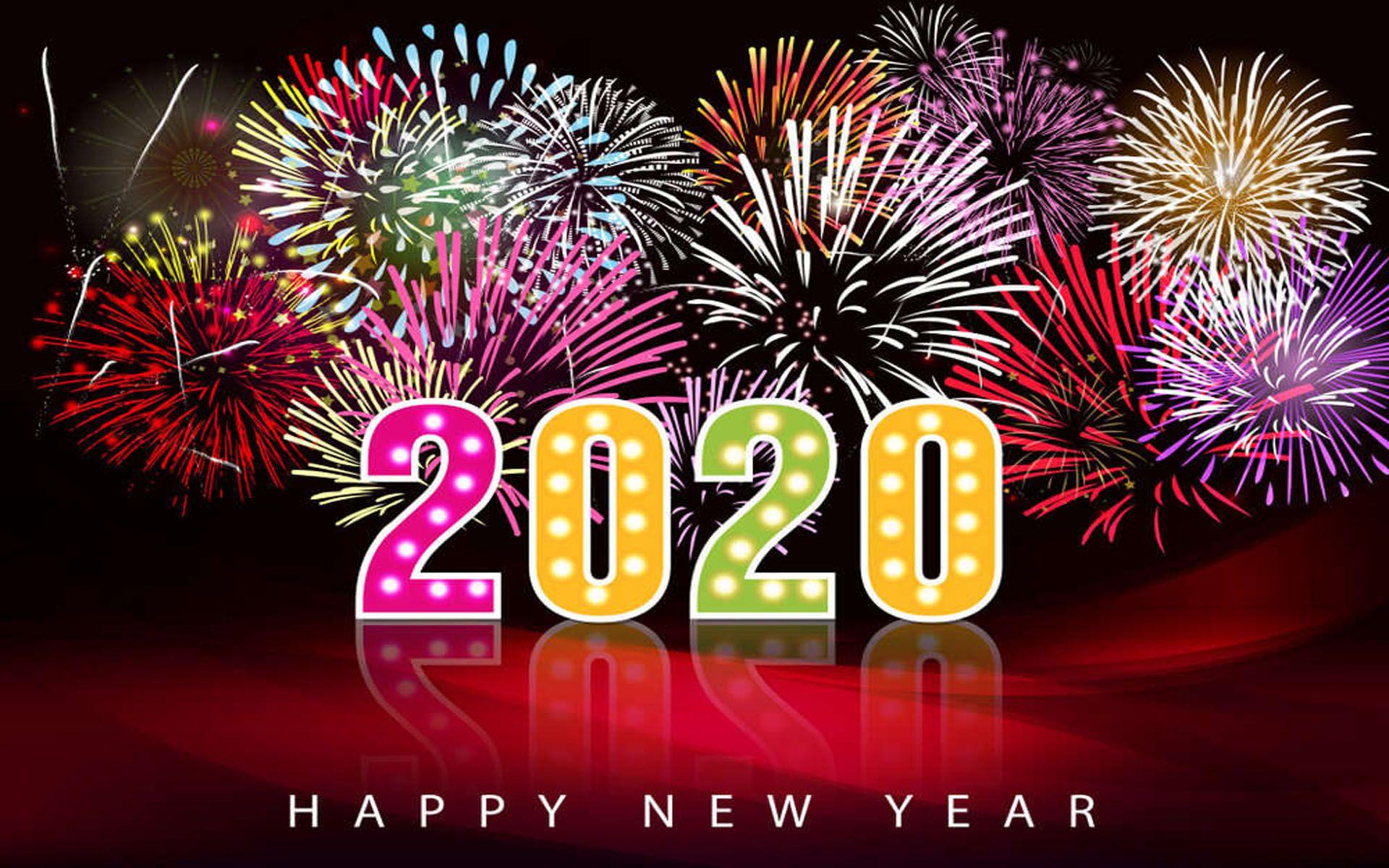 1920x1200 Greeting For New Year's Eve 2020 Fireworks In Night HD