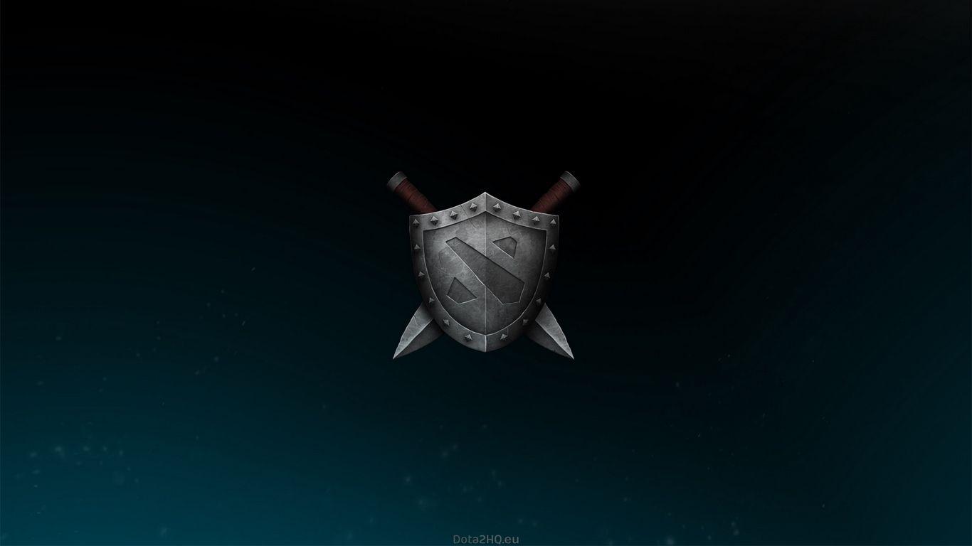 1366x768 Download wallpaper 1366x768 dota shield, logo, sword
